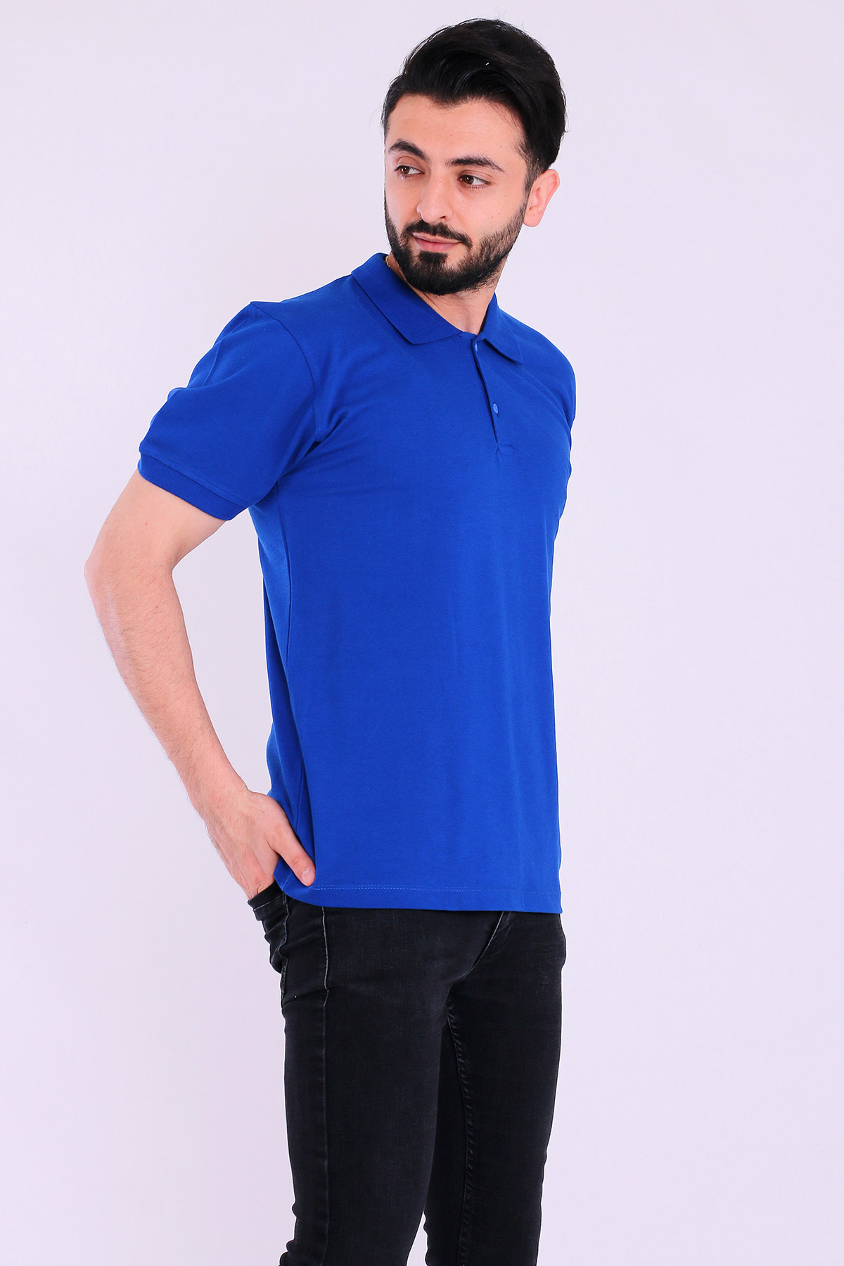 Saks Mavi Basic Polo Yaka Erkek Tshirt