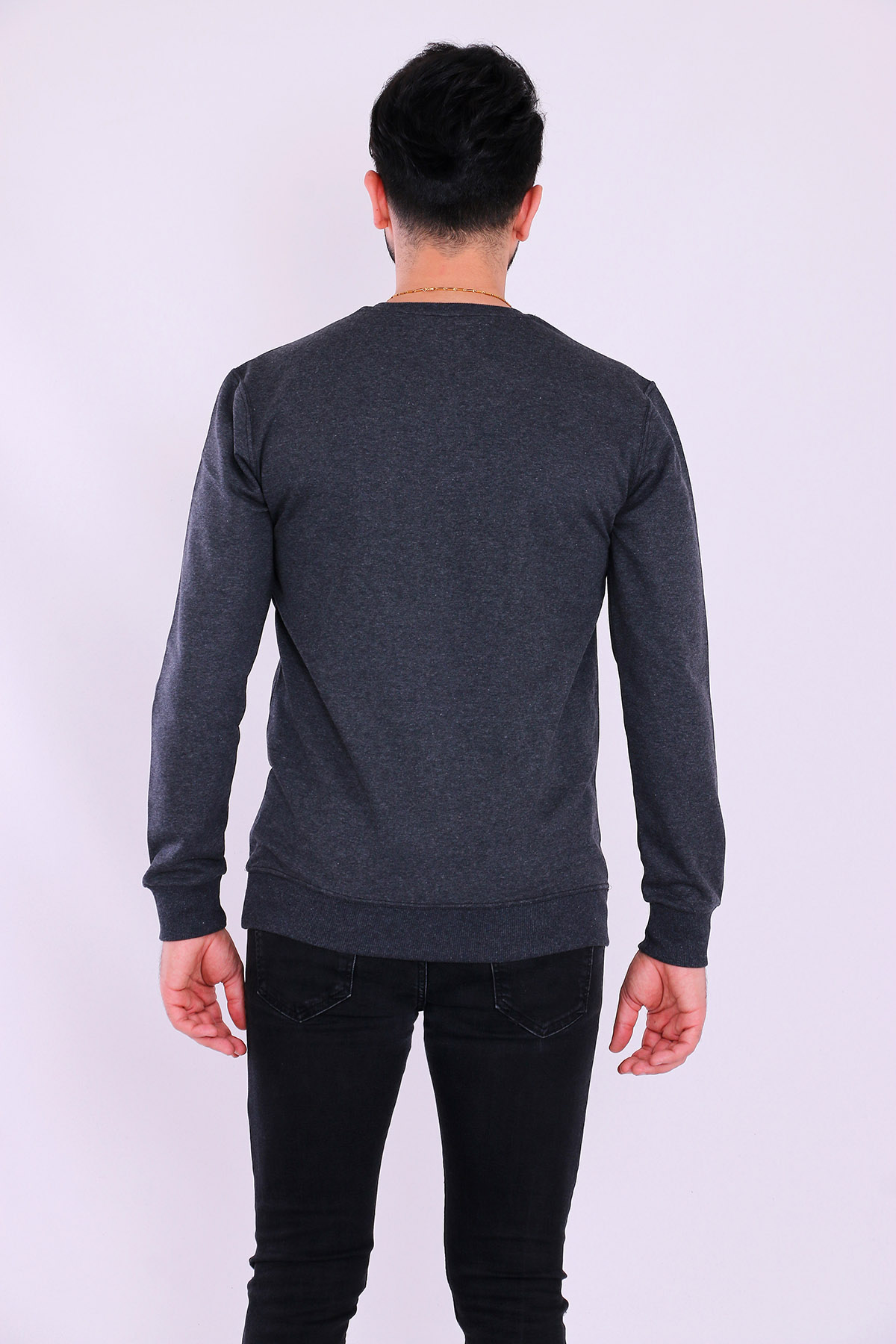 Antrasit Basic Erkek 2 iplik Sweatshirt