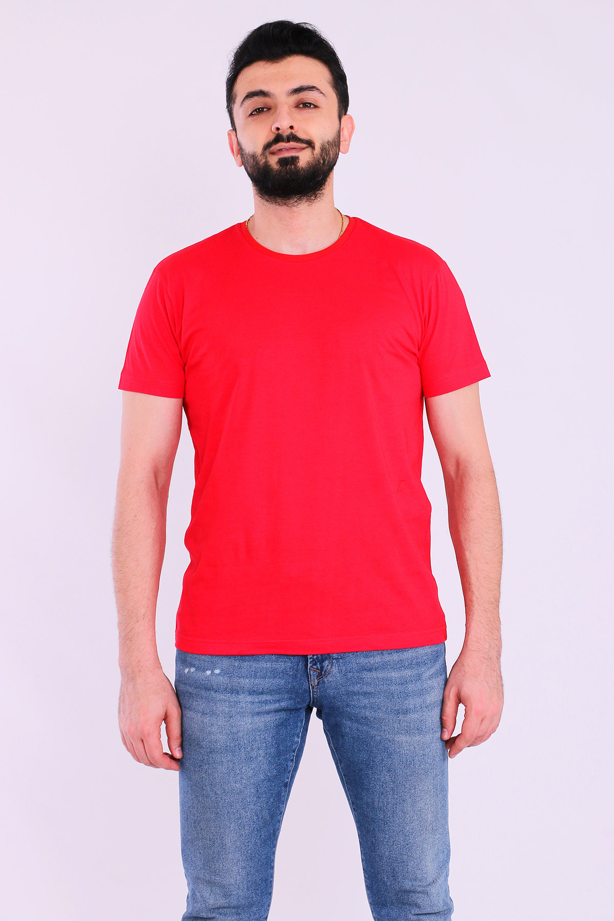 Kırmızı Basic Kısakol Erkek Slim Fit Tshirt