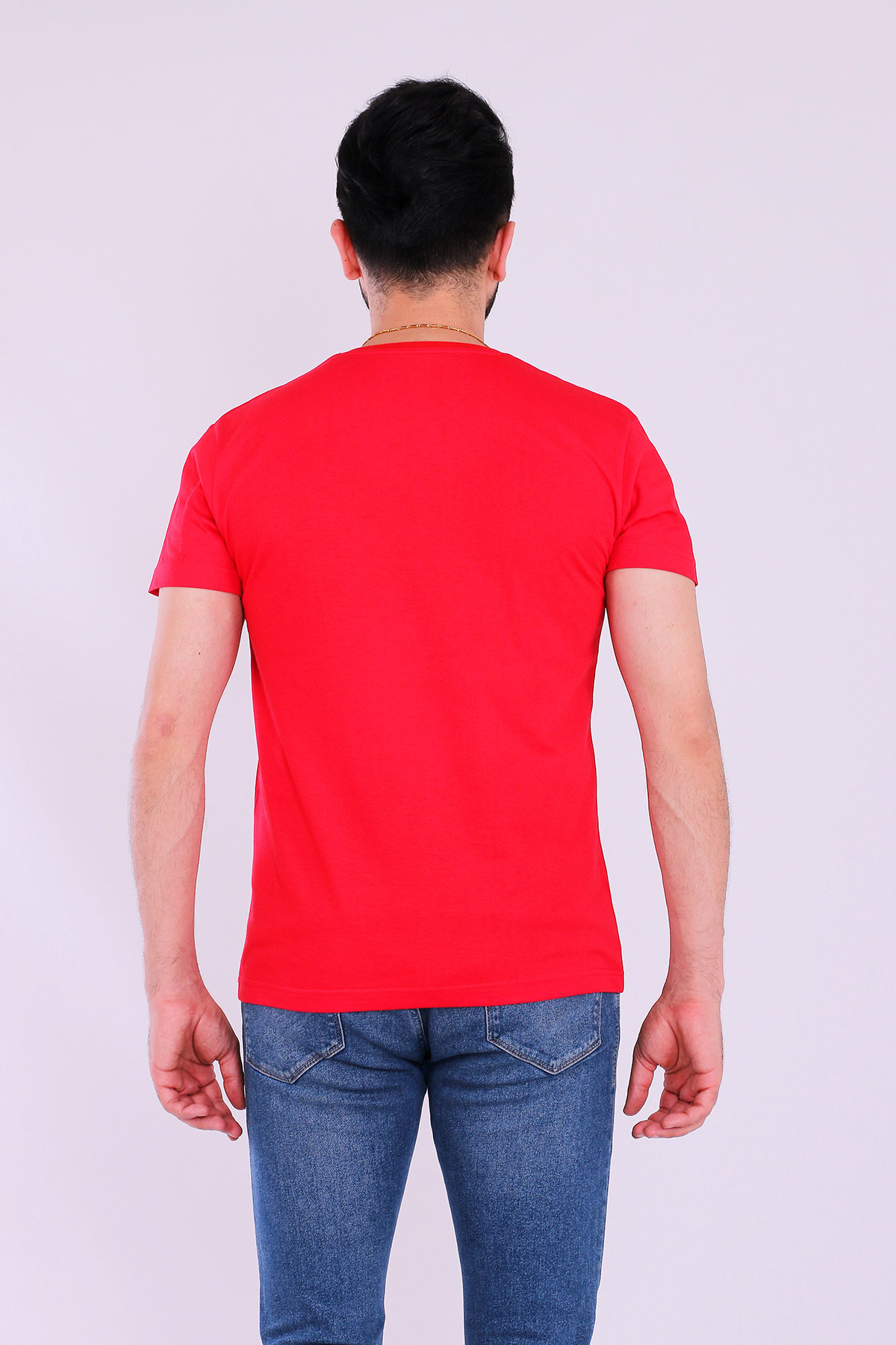 Kırmızı Basic Kısakol Erkek Slim Fit Tshirt