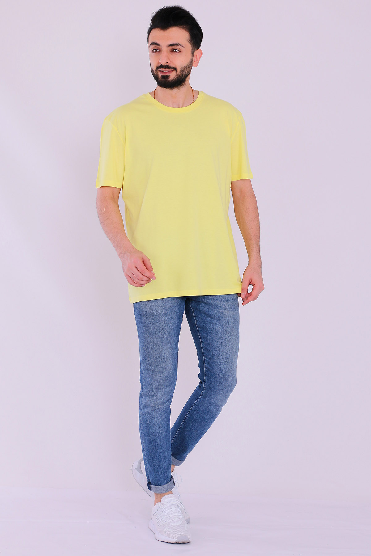 Sarı Basic Kısakol Erkek Tshirt