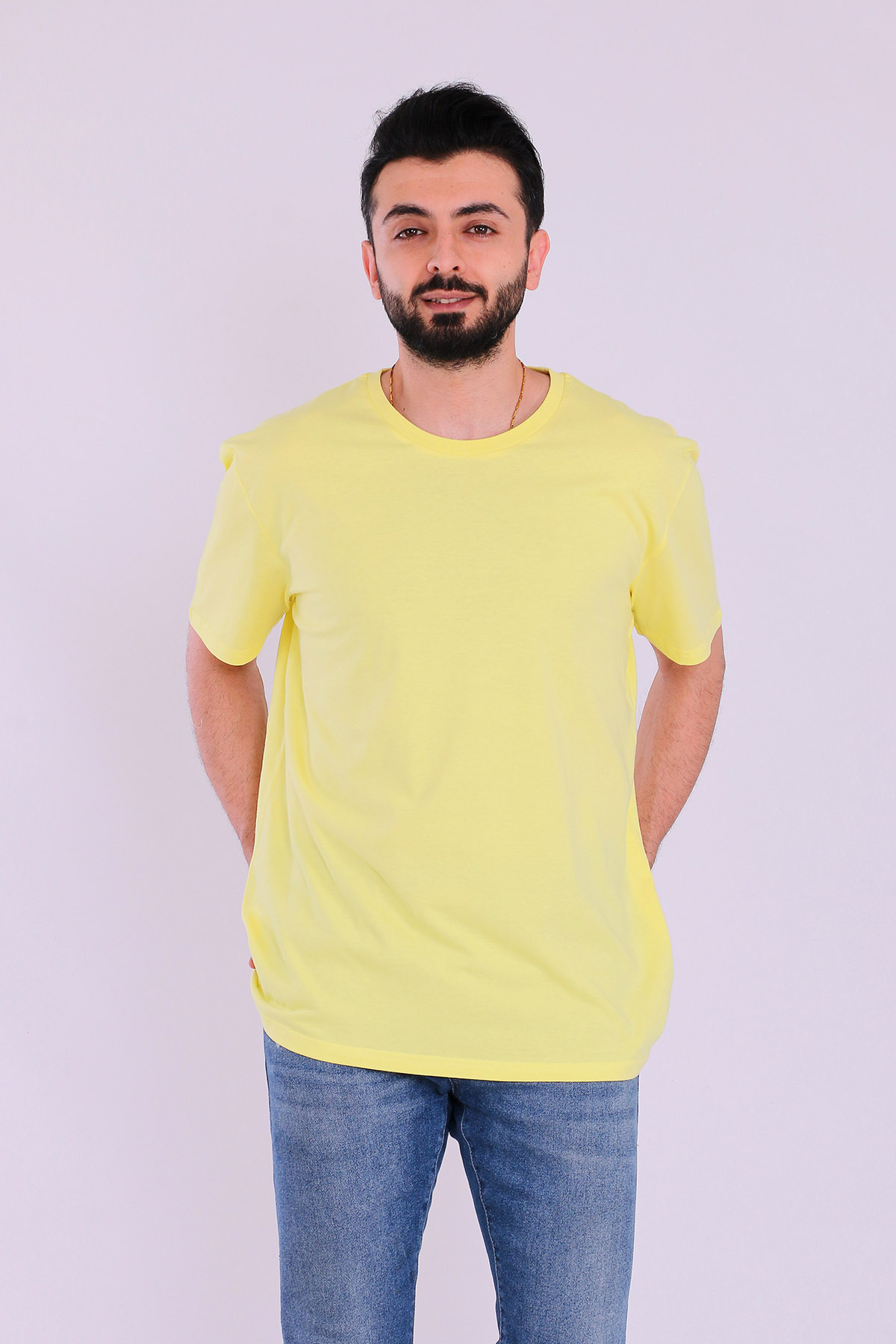 Sarı Basic Kısakol Erkek Tshirt