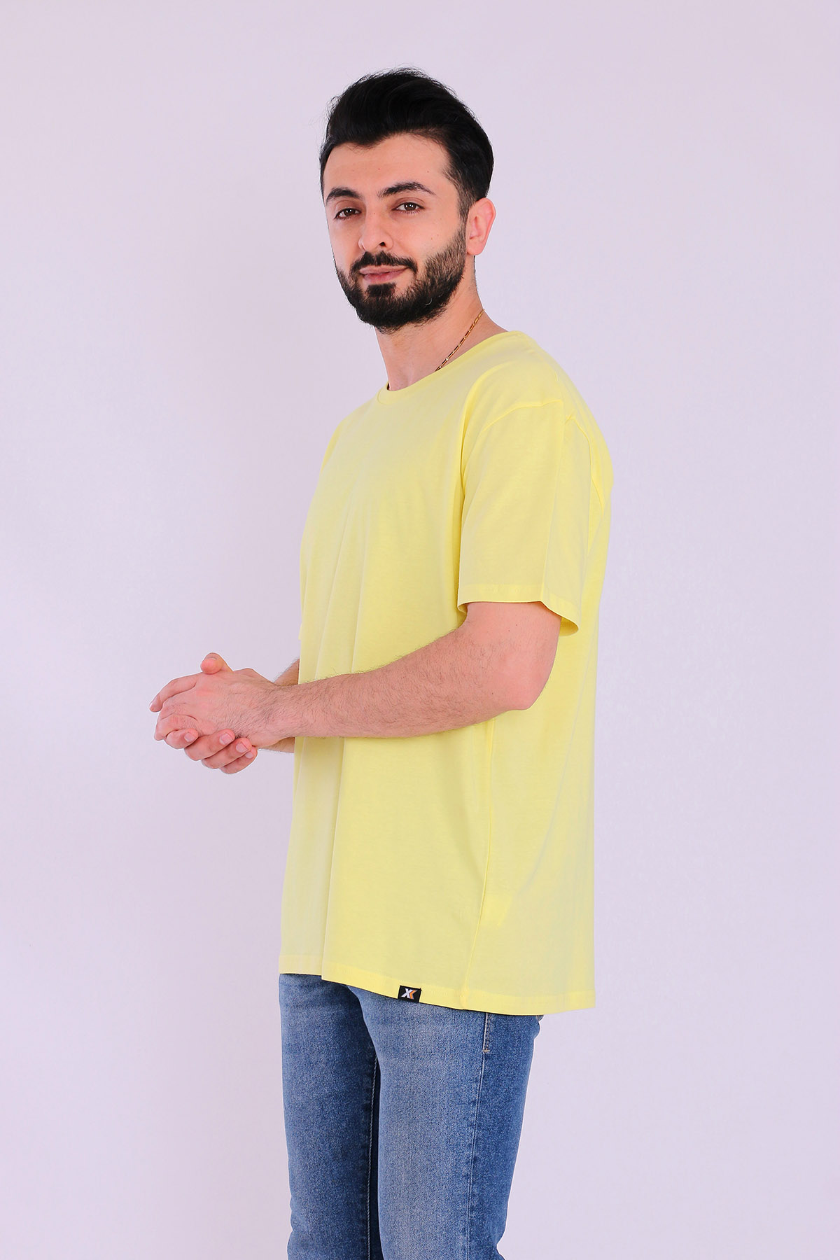 Sarı Basic Kısakol Erkek Tshirt