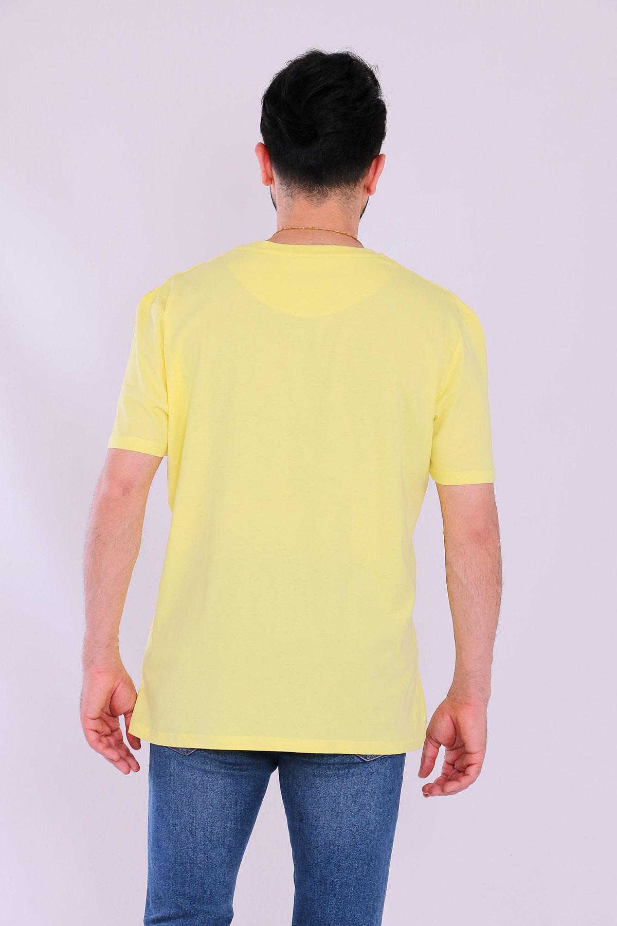 Sarı Basic Kısakol Erkek Tshirt