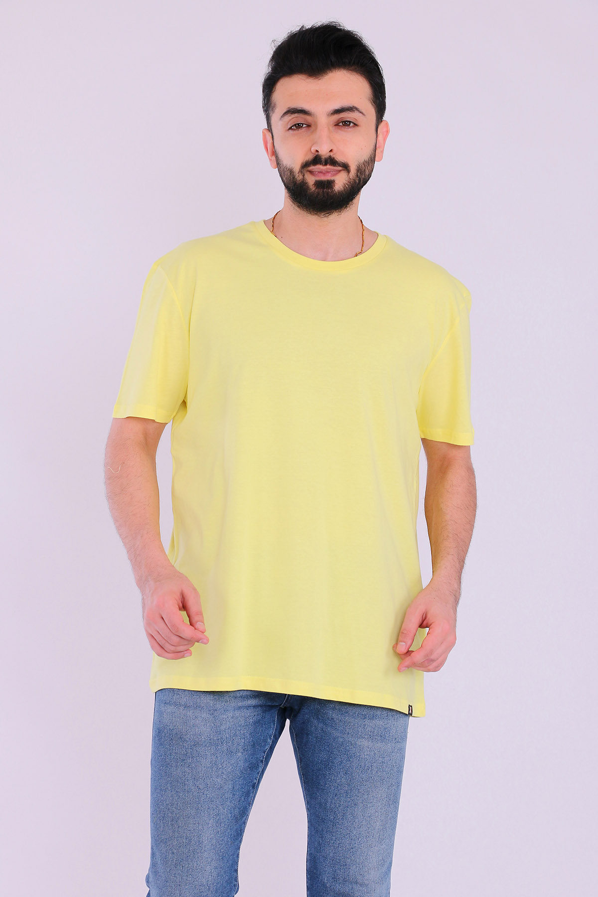 Sarı Basic Kısakol Erkek Tshirt