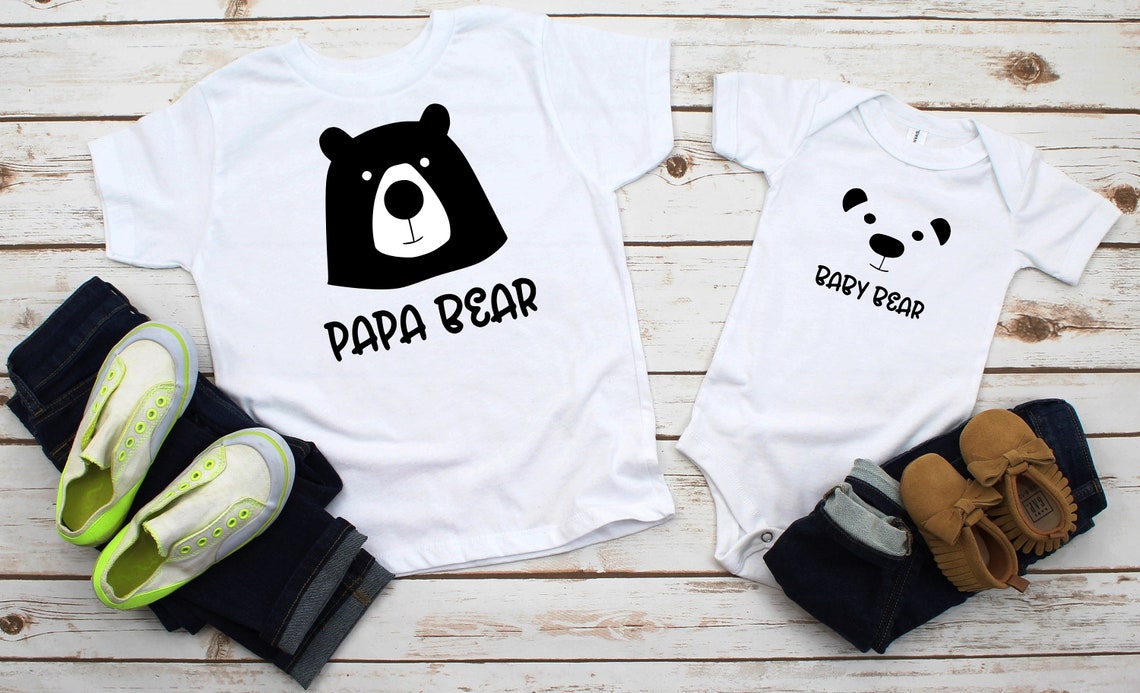 Baba Oğul Papa Baby Bear Zıbın Tshirt (Tek Ürün Fiyatıdır Kombin Yapmak için 2 Adet Sepete Ekleyiniz