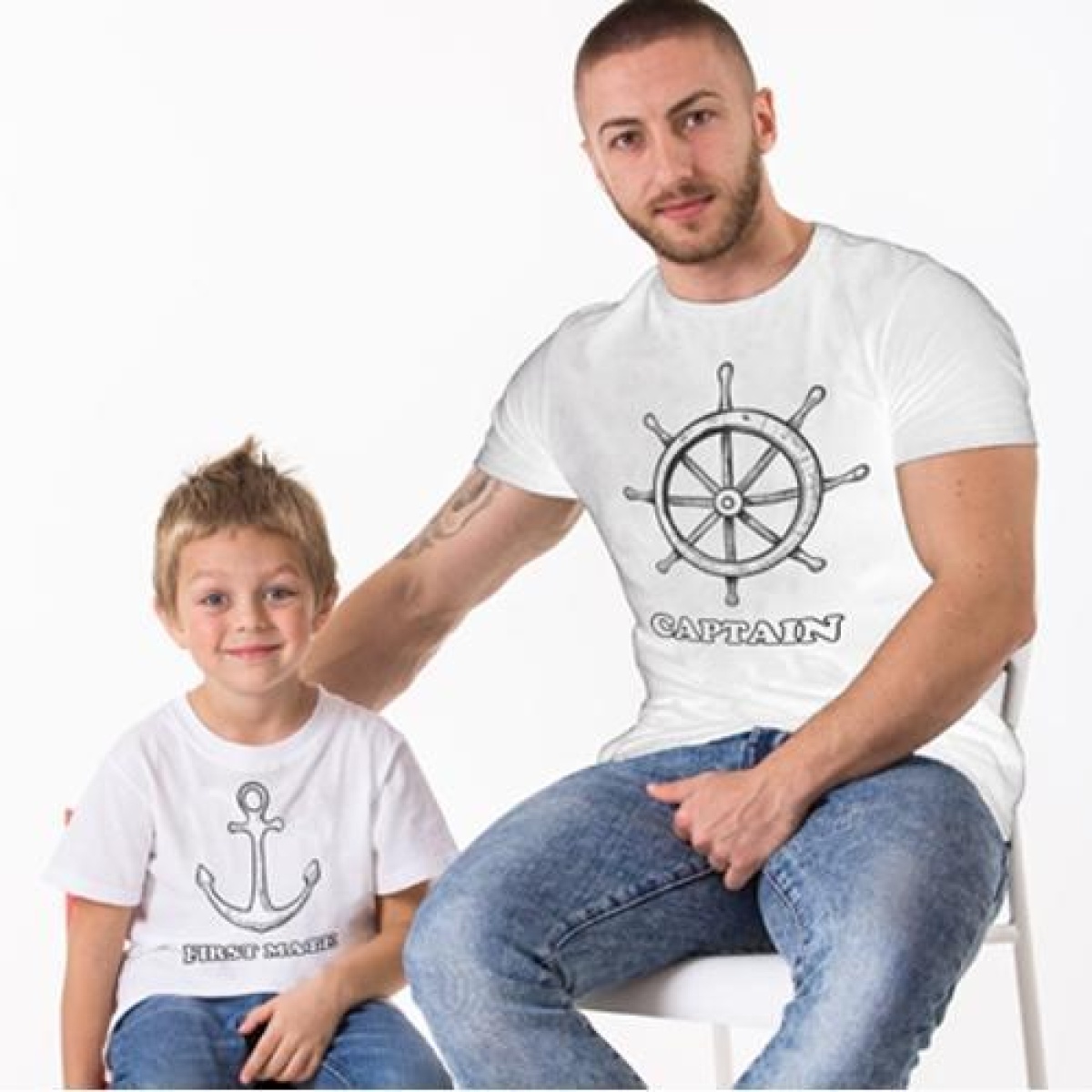 Captain First Mate Baba Oğul Zıbın Tshirt (Tek Ürün Fiyatıdır Kombin Yapmak için 2 Adet Sepete Ekley