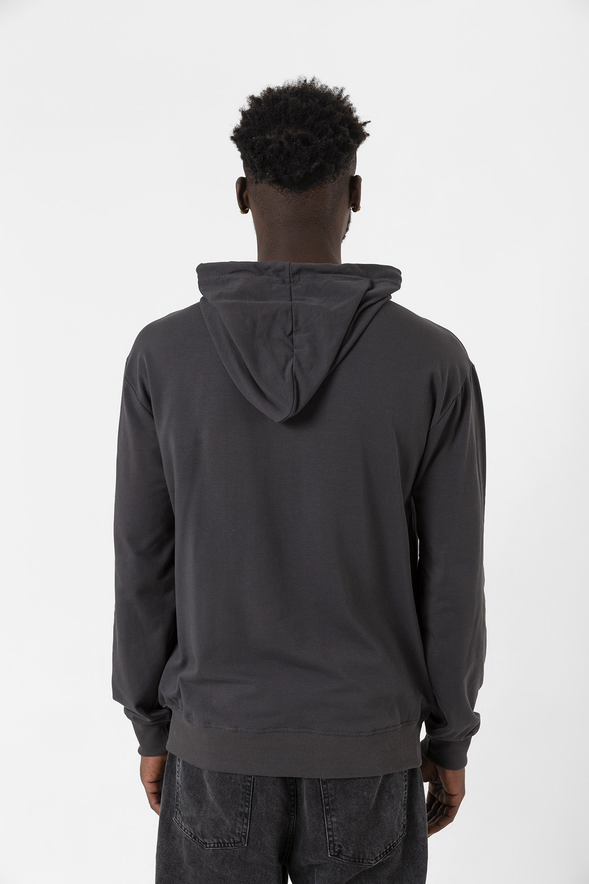 Füme Basic Oversize Erkek Kapüşonlu Hoodie 3 iplik Sweatshirt
