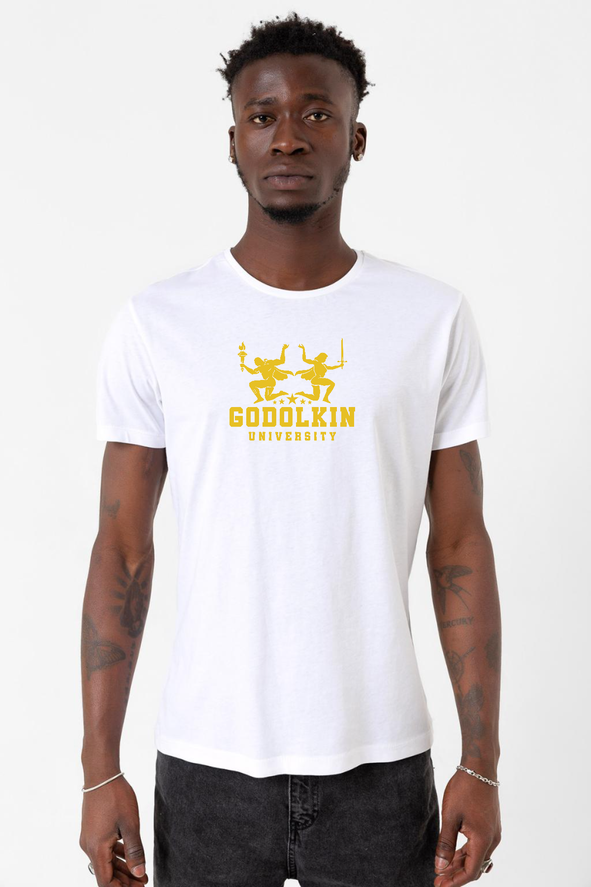Gen V Godolkin University Logo Beyaz Erkek Bisikletyaka Tshirt
