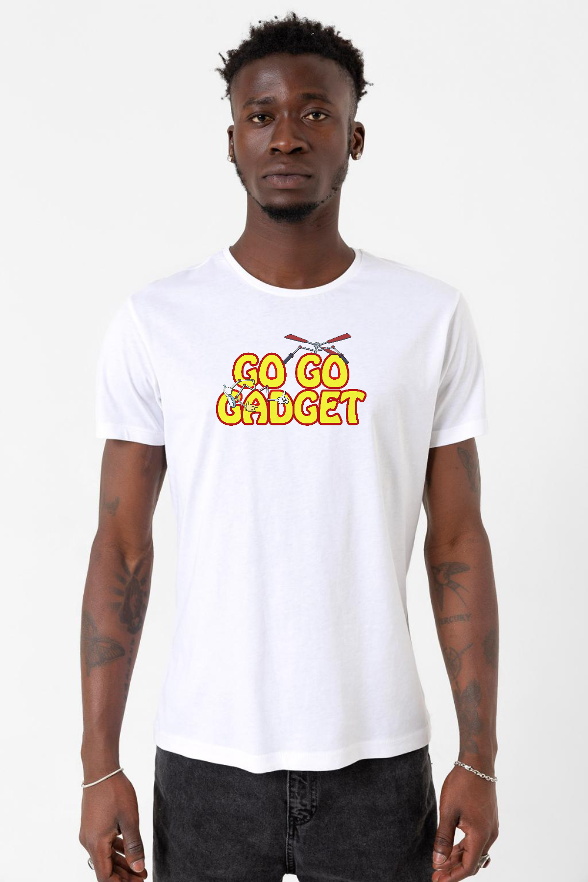 Inspector Gadget Go Go Gadget Beyaz Erkek Bisikletyaka Tshirt