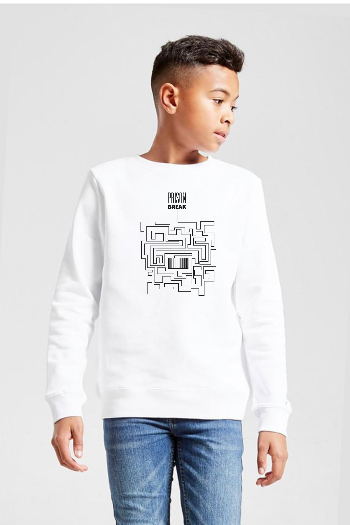 Prison Break Labyrinth Beyaz Çocuk 2ip Sweatshirt