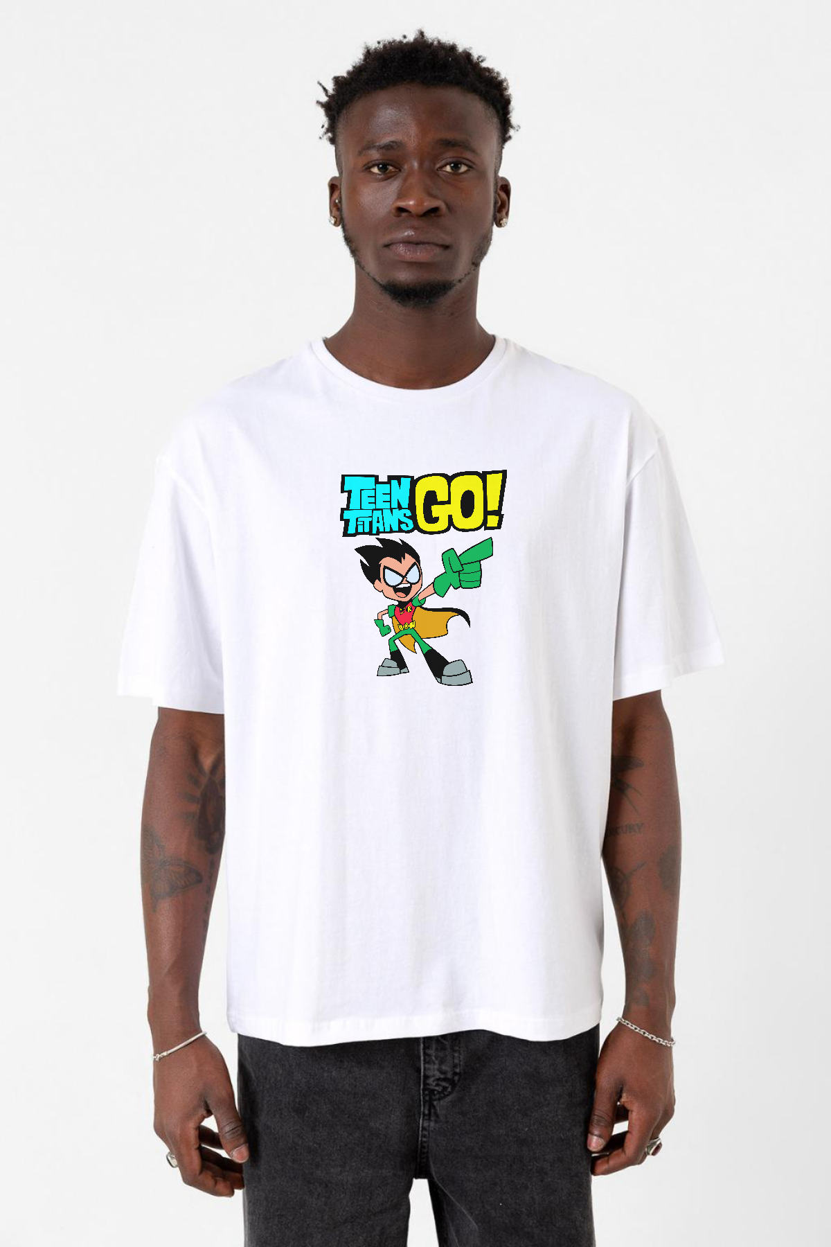 Teen Titans Go Robin Beyaz Erkek Oversize Tshirt