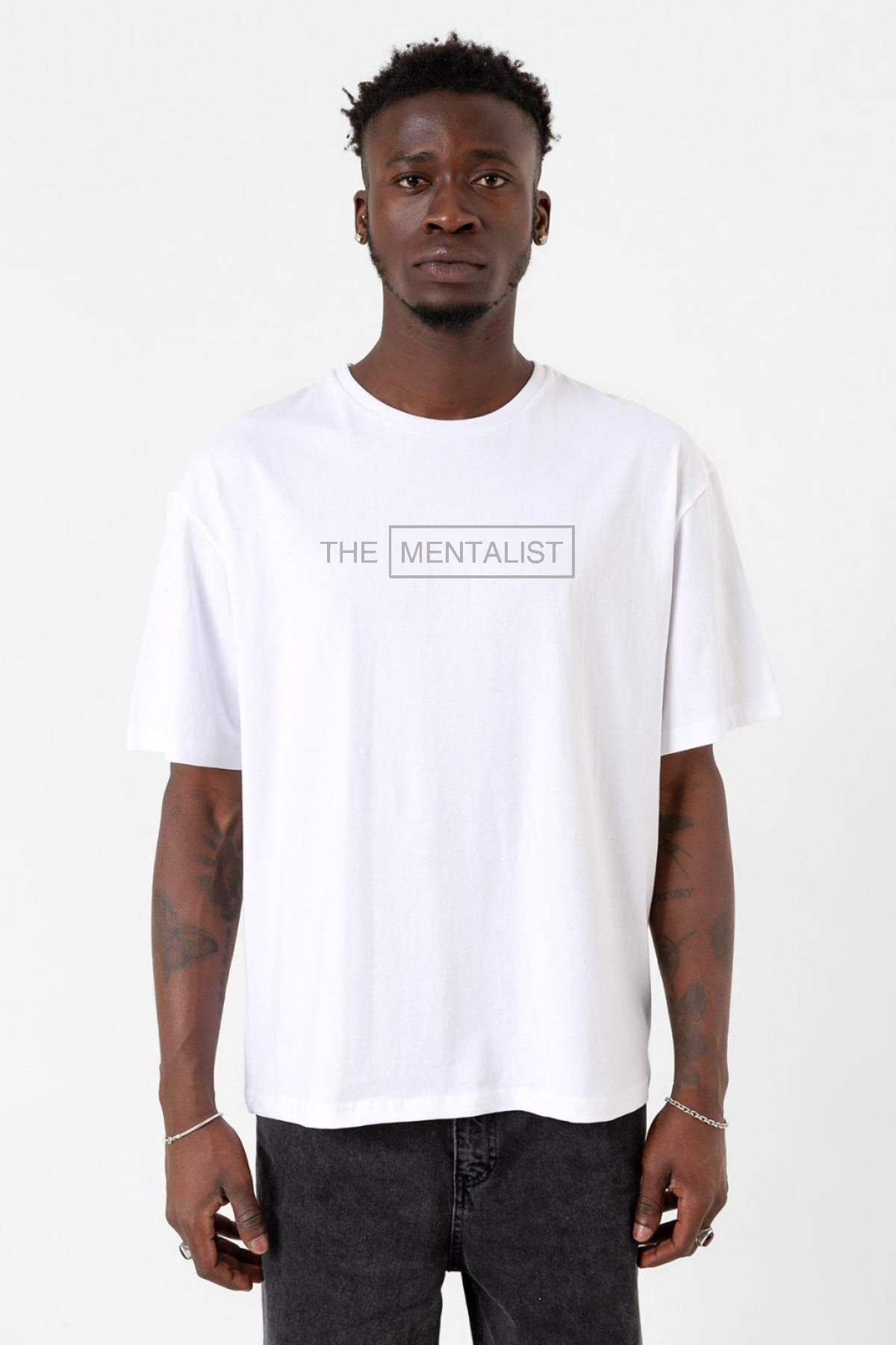 The Mentalist Lettern Beyaz Erkek Oversize Tshirt