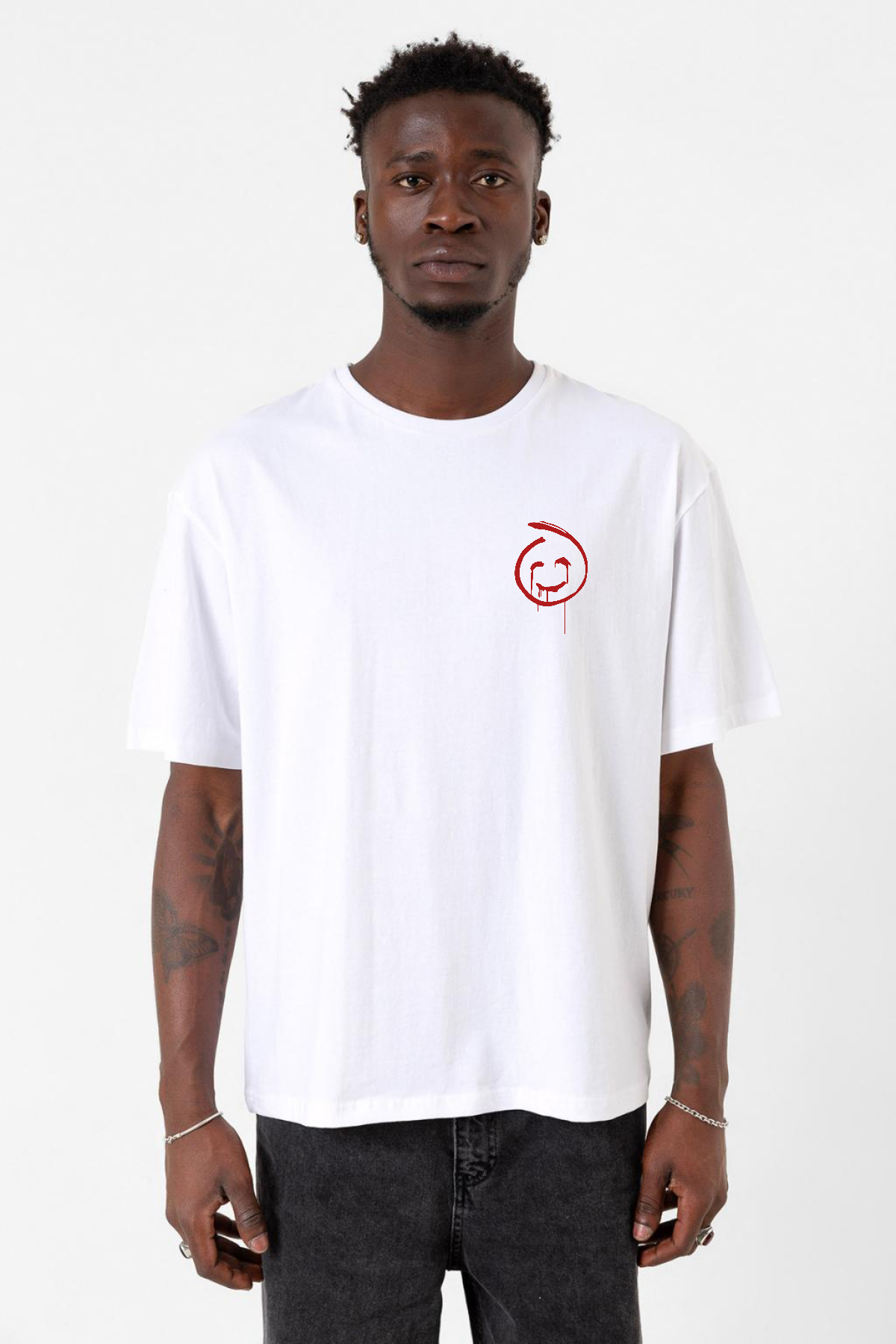 Tshirthane, The Mentalist Red John Pocket Beyaz Erkek Oversize Tshirt,
