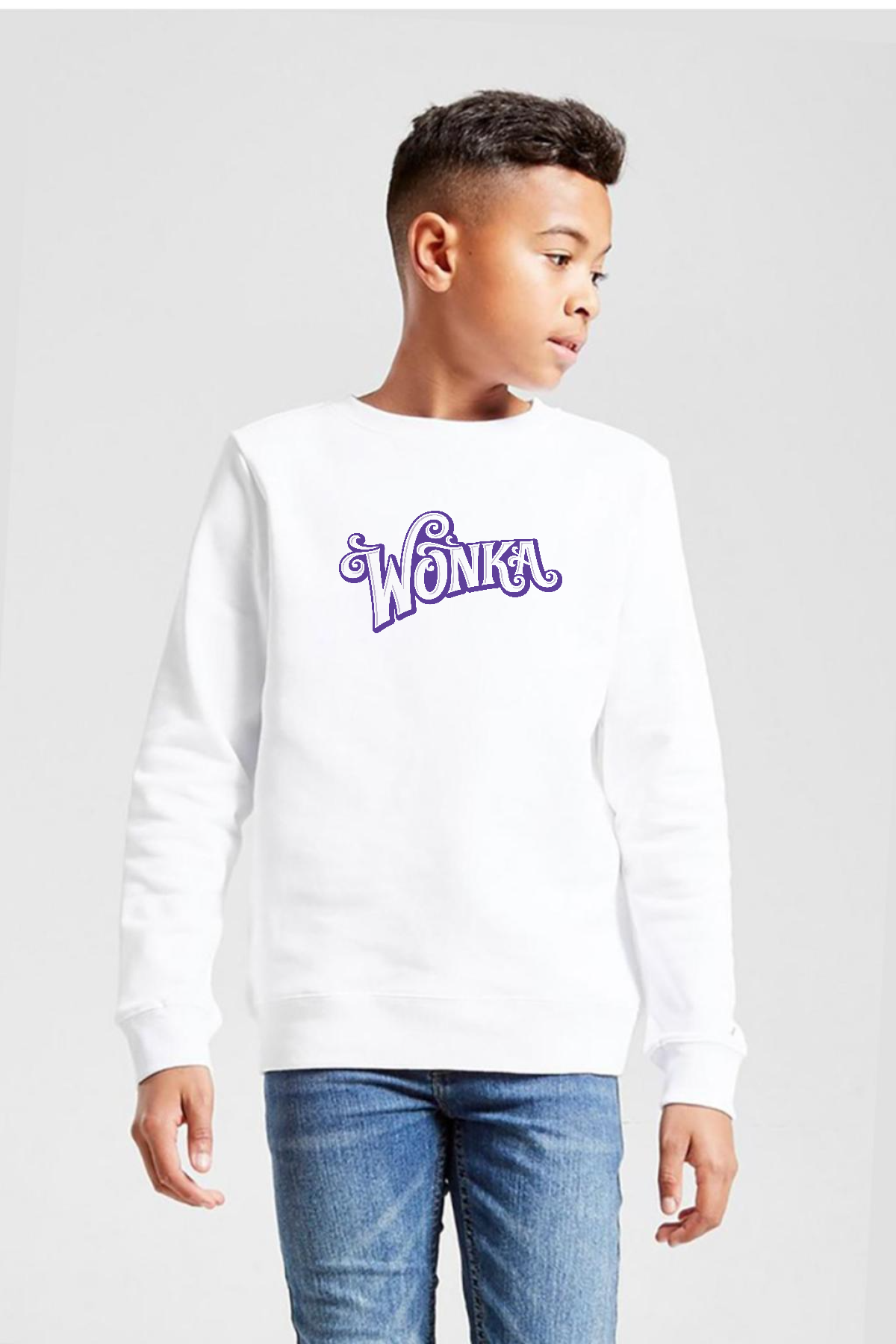 Willy Wonka Logo Beyaz Çocuk 2ip Sweatshirt