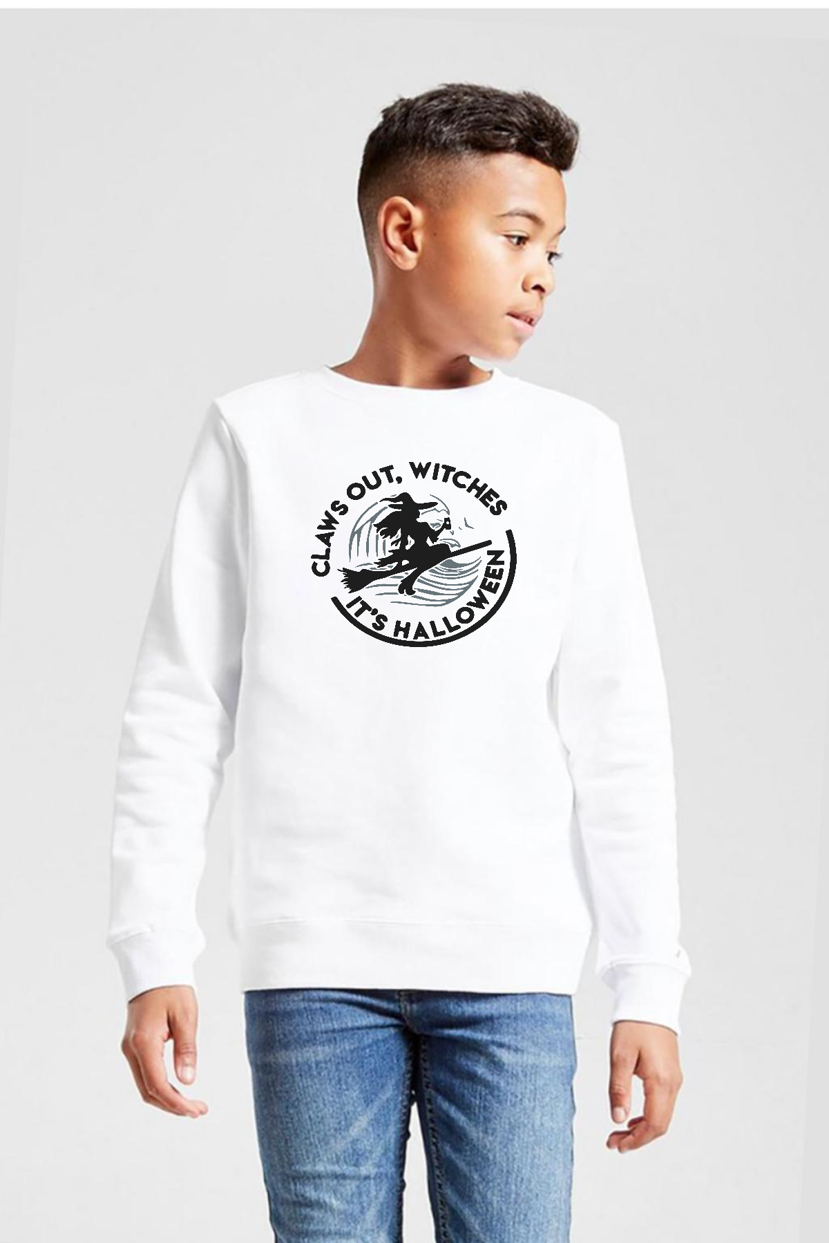 Claws Out Witches Its Halloween Beyaz Çocuk 2ip Sweatshirt