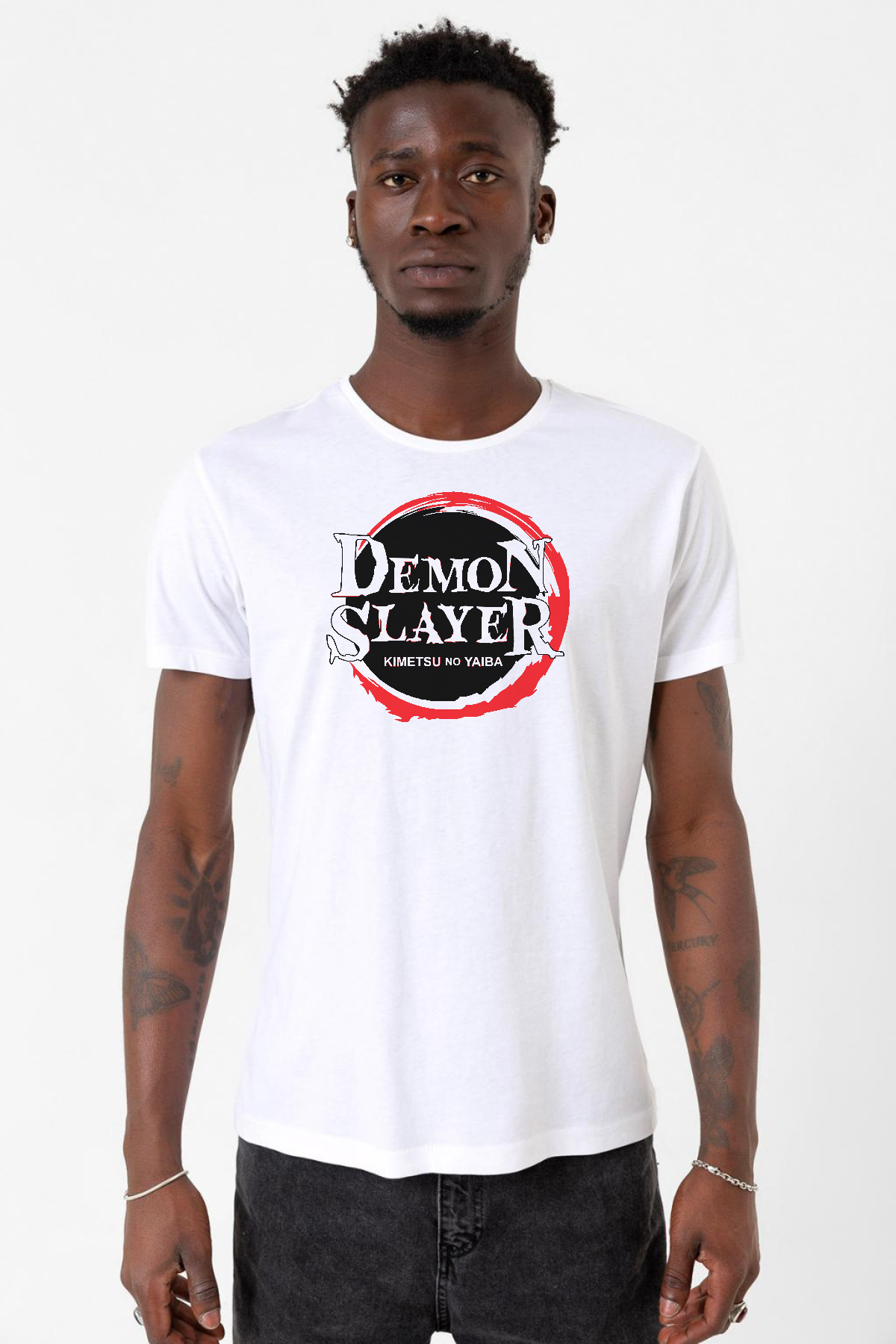 Demon Slayer Anime Squad Demon Slayer Kimetsu No Yaiba Beyaz Erkek Bisikletyaka Tshirt