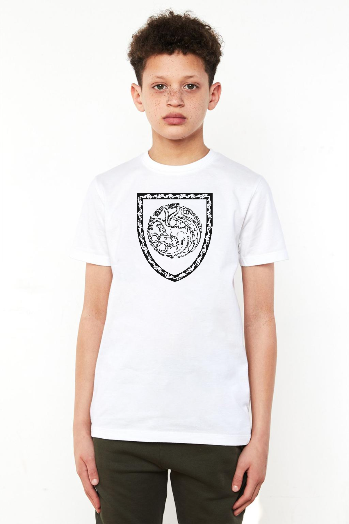 House Of The Dragon Targaryen Amblem Beyaz Çocuk Bisikletyaka Tshirt