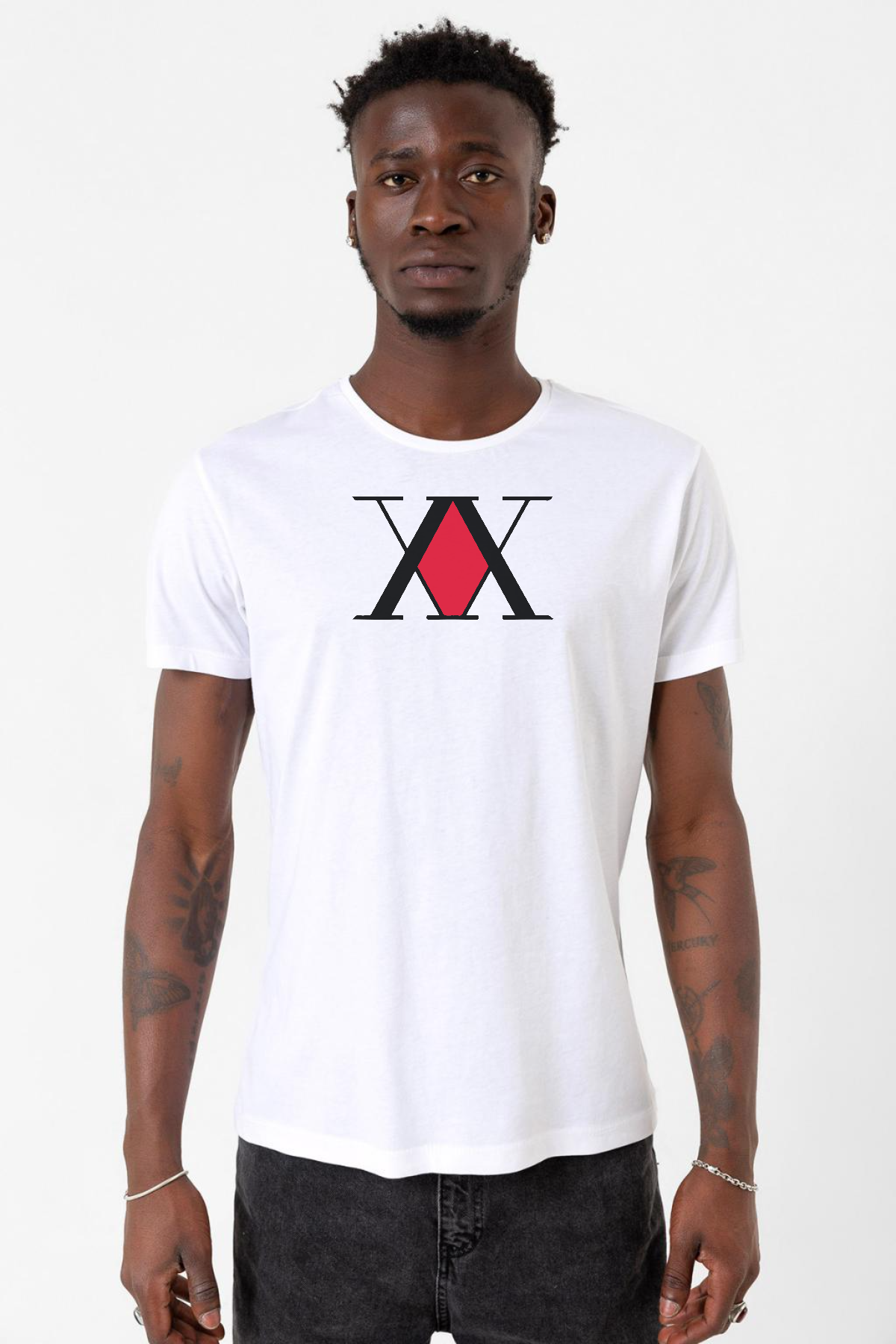 Hunter x Hunter Anime Logo Beyaz Erkek Bisikletyaka Tshirt