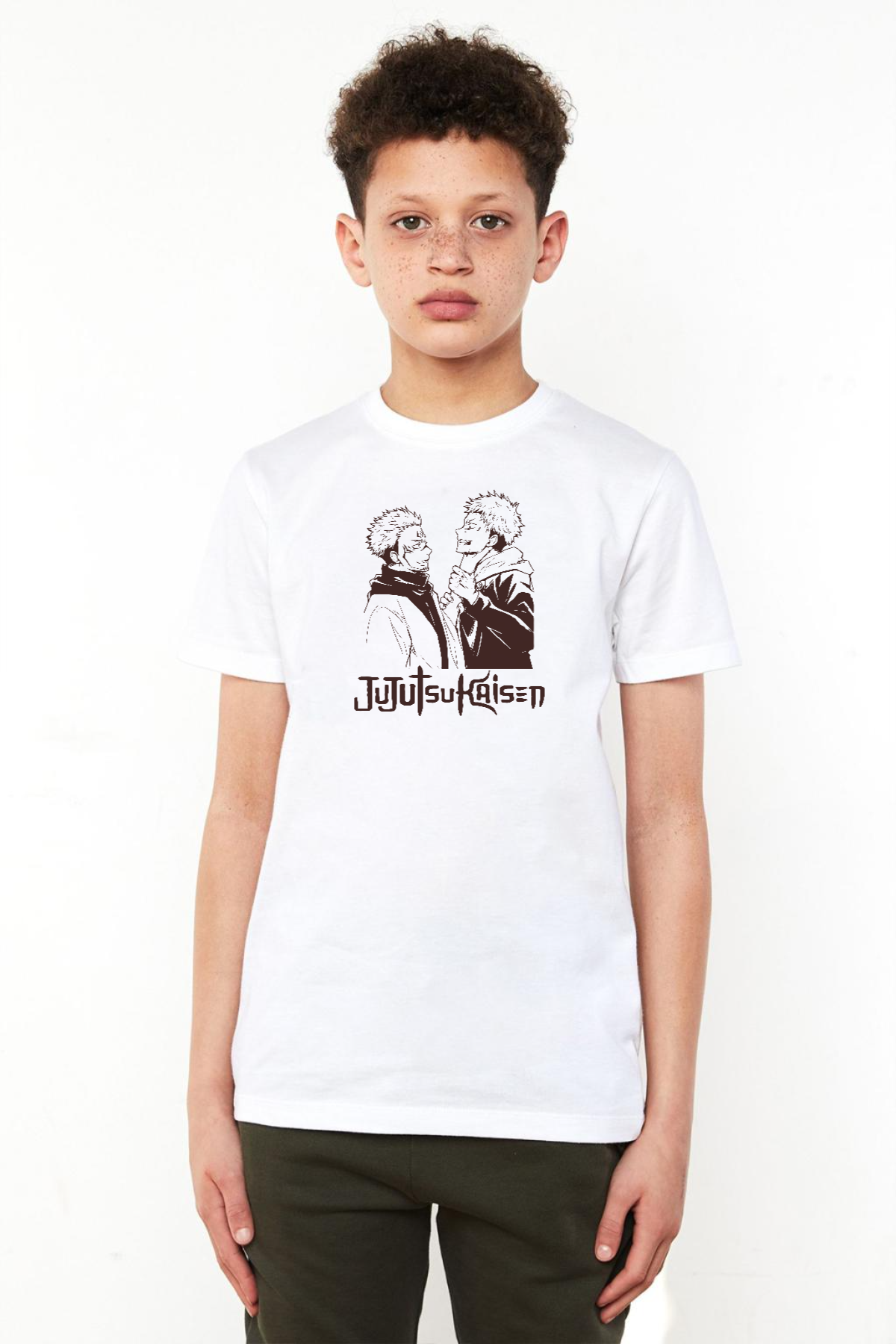 Jujutsu Kaisen Anime Long Beyaz Çocuk Bisikletyaka Tshirt