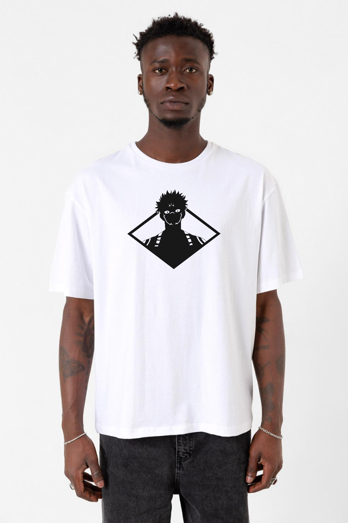 Jujutsu Kaisen Anime Sukuna White Head Beyaz Erkek Oversize Tshirt