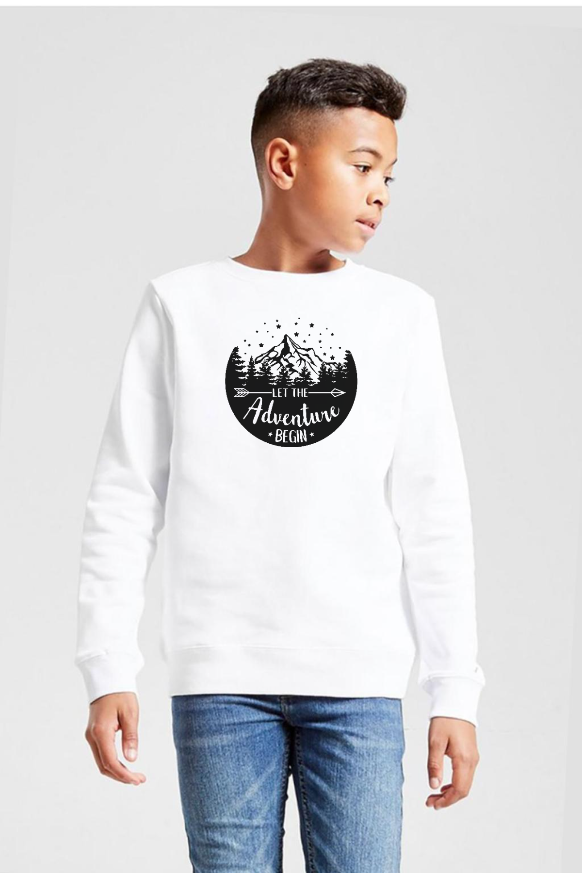 Let The Adventure Begin Beyaz Çocuk 2ip Sweatshirt