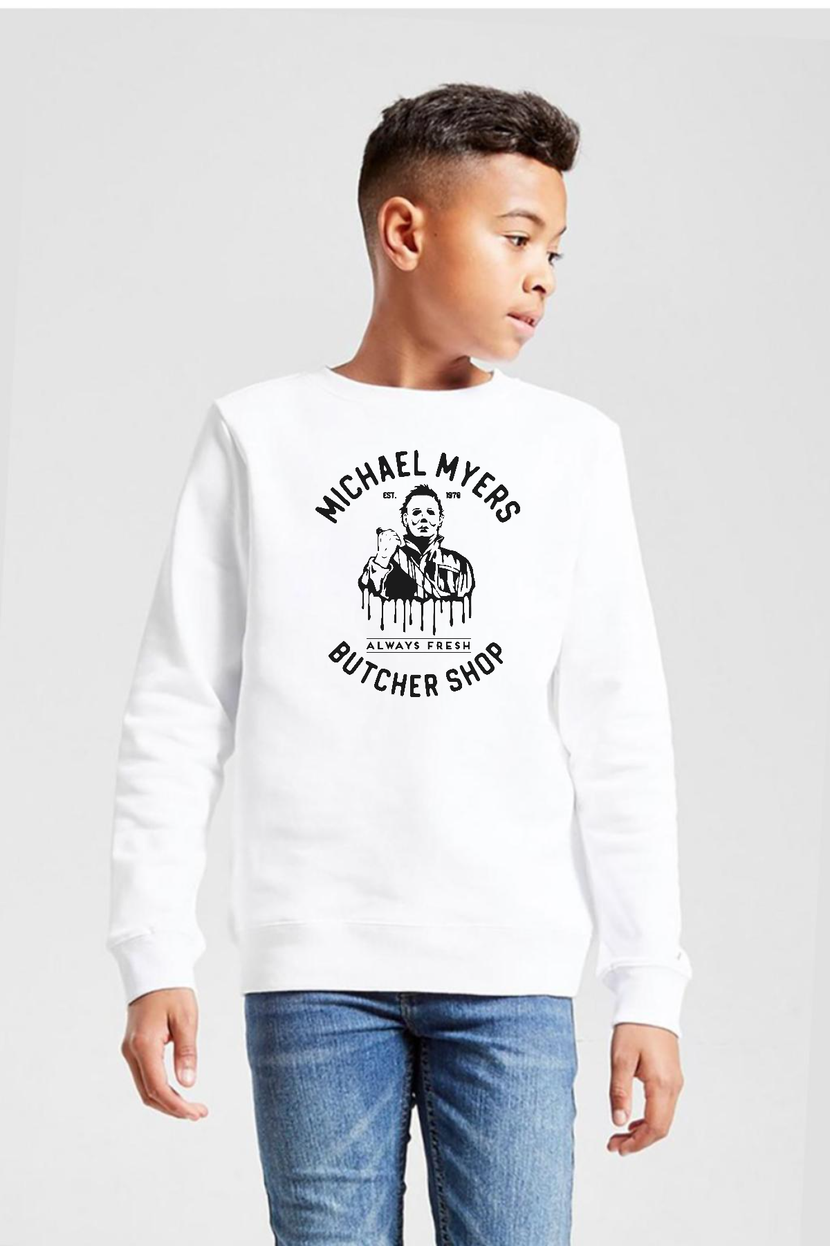 Michael Myers Butcher Shop Beyaz Çocuk 2ip Sweatshirt