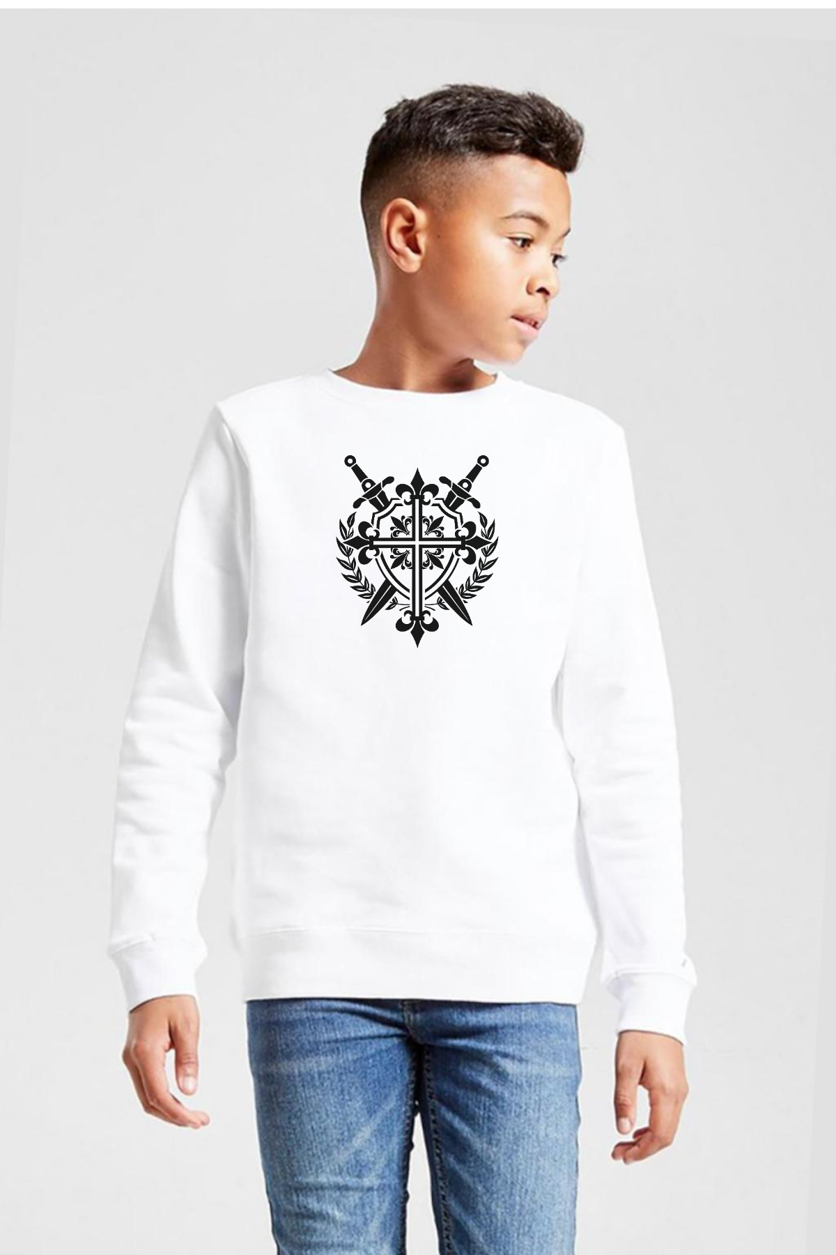 Monogatari Anime Episode Clan Symbol Beyaz Çocuk 2ip Sweatshirt