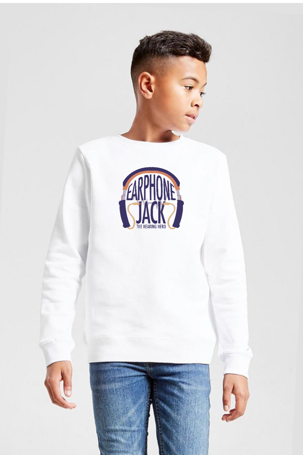 My Hero Academia Anime Earphone Jack Beyaz Çocuk 2ip Sweatshirt
