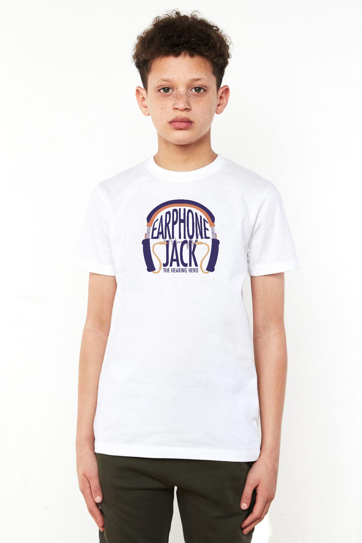My Hero Academia Anime Earphone Jack Beyaz Çocuk Bisikletyaka Tshirt