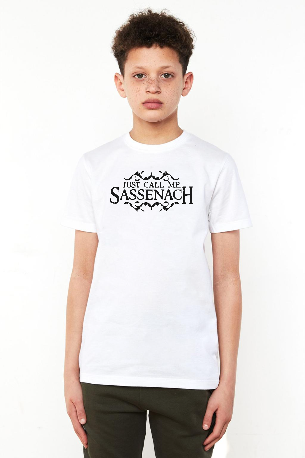 Outlander Just Call Me Sassenach Beyaz Çocuk Bisikletyaka Tshirt