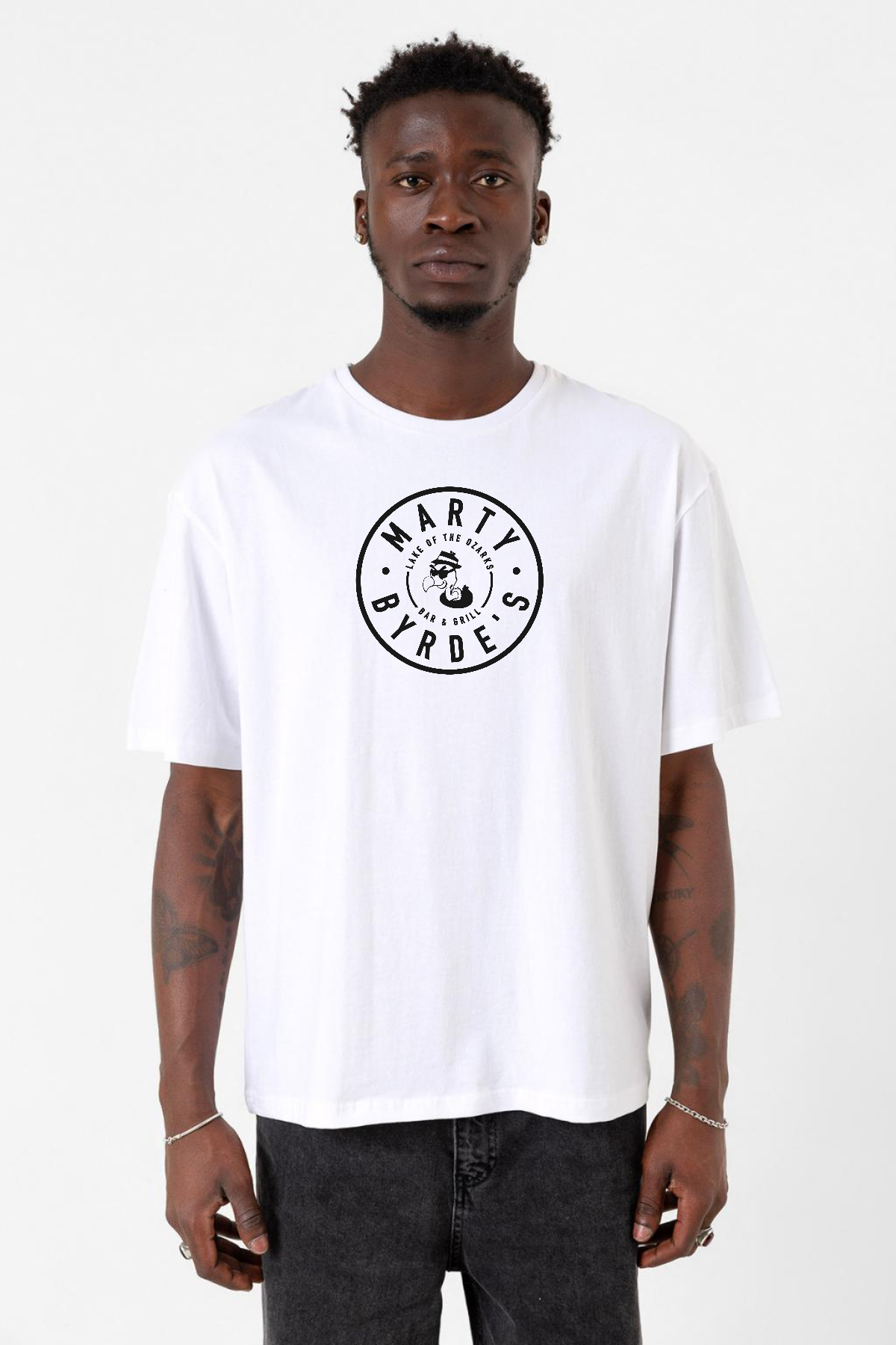 Ozark Marty Byrdes Logo Beyaz Erkek Oversize Tshirt