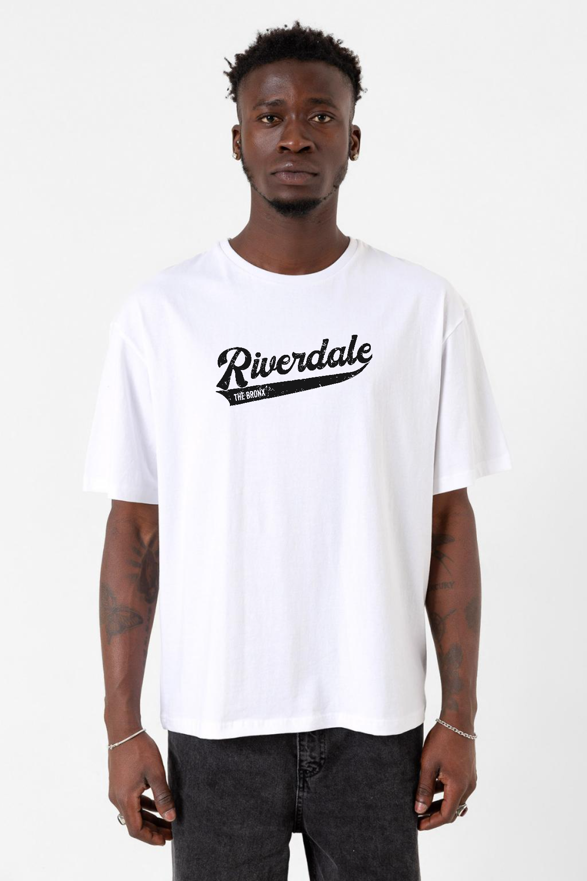 Riverdale Bronx New York City Beyaz Erkek Oversize Tshirt