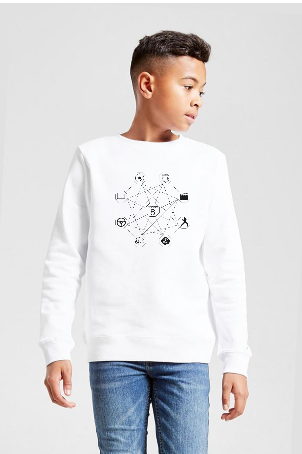 Sense8 Sensates Cluster Beyaz Çocuk 2ip Sweatshirt