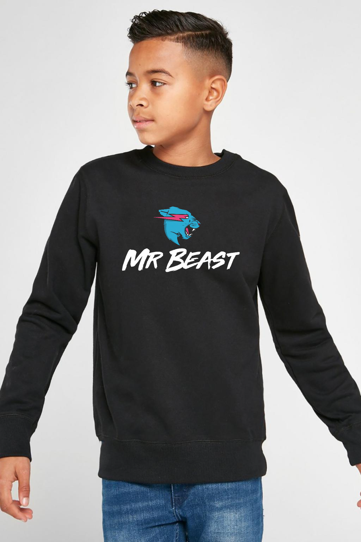 Mr Beast Siyah Çocuk 2ip Sweatshirt
