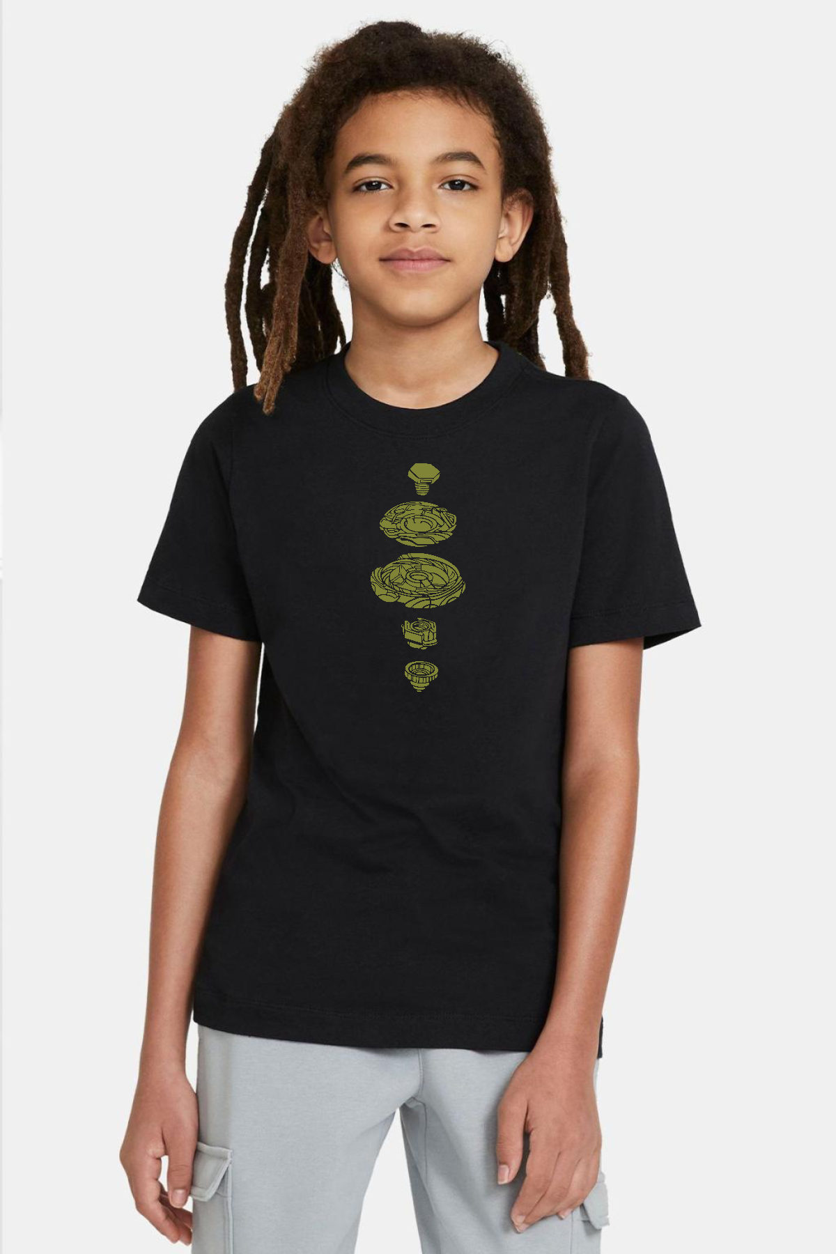 Beyblade Pieces Green Siyah Çocuk Tshirt