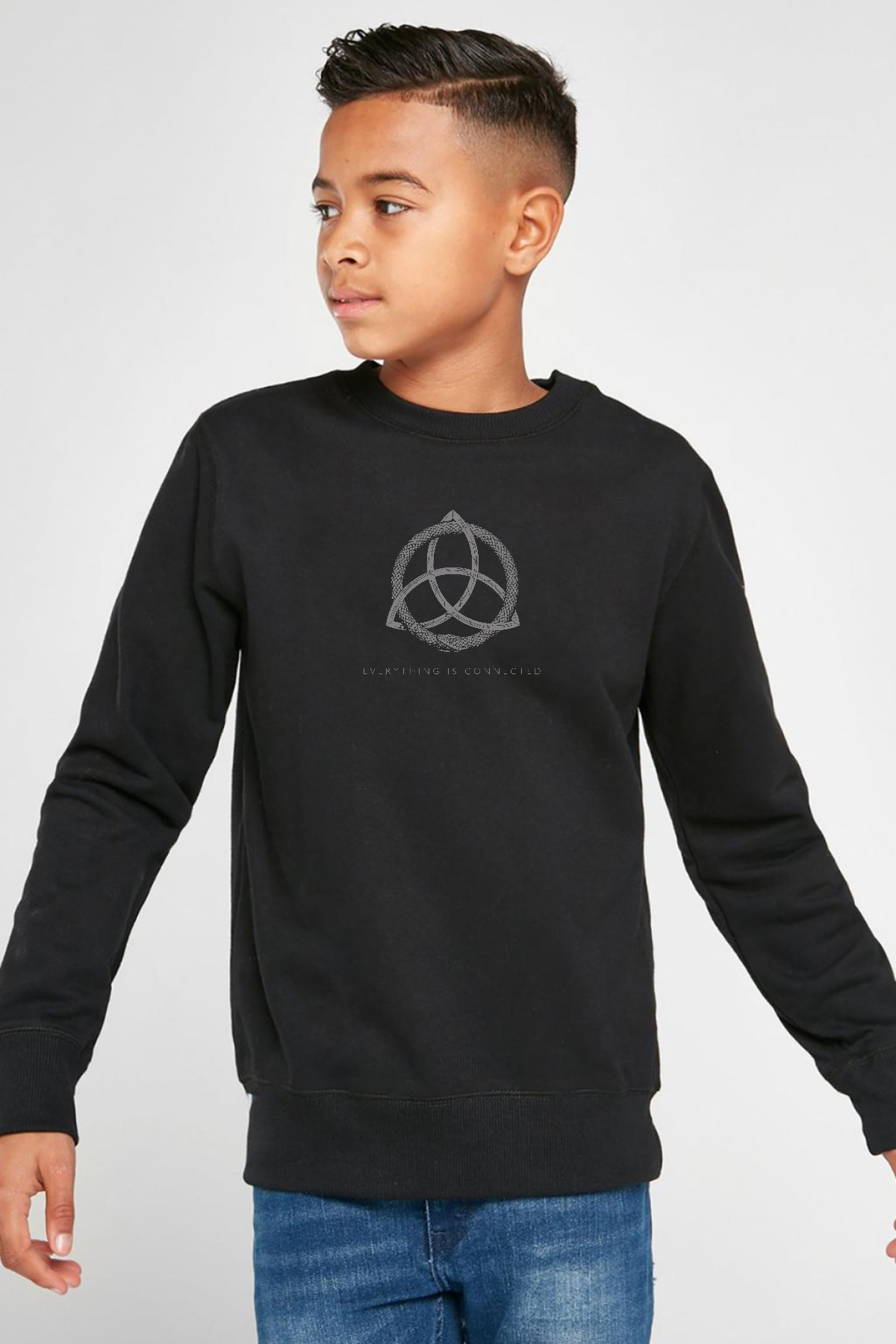 Dark Everything Is Connected Siyah Çocuk 2ip Sweatshirt