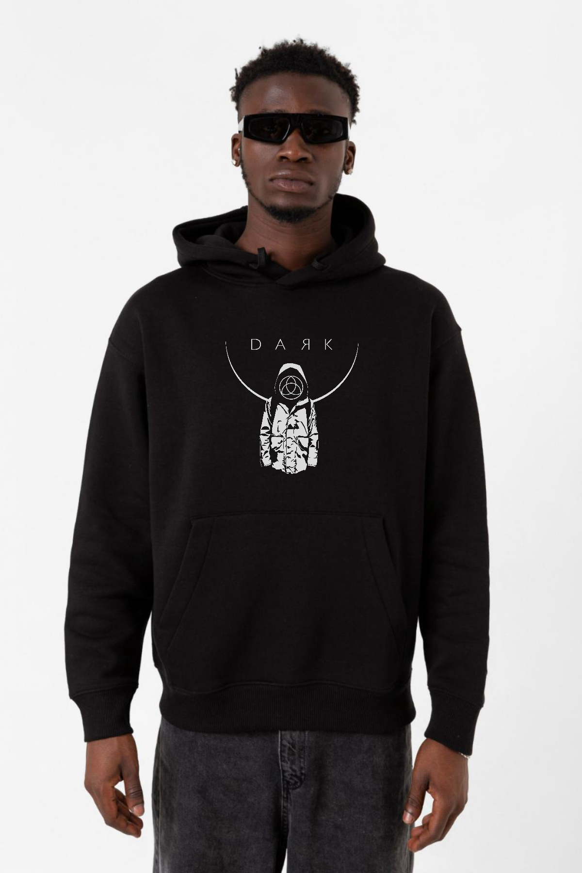 Dark Mono Siyah Erkek 3ip Kapşonlu Sweatshirt