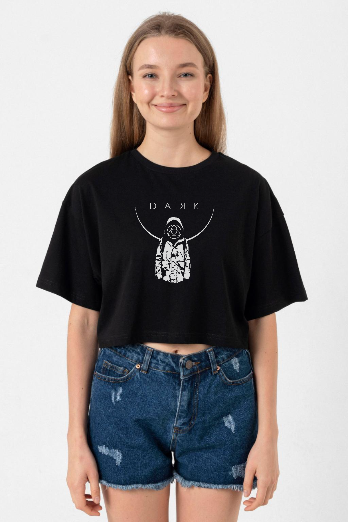 Dark Mono Siyah Kadın Crop Tshirt