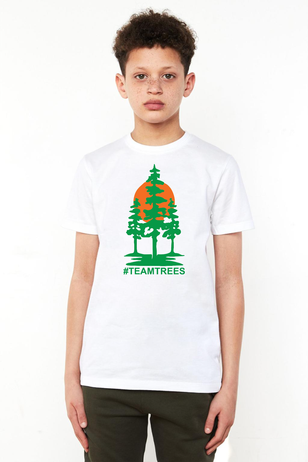 Mr Beast Team Trees Beyaz Çocuk Bisikletyaka Tshirt