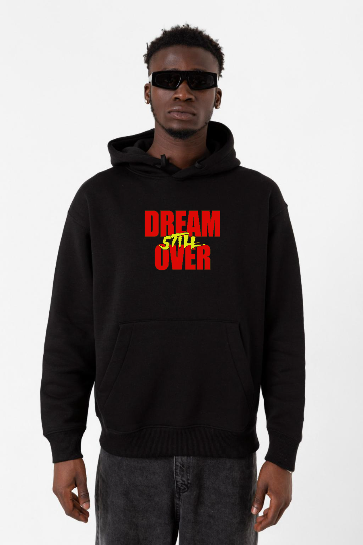 Dream Still Over Siyah Erkek 3ip Kapşonlu Sweatshirt