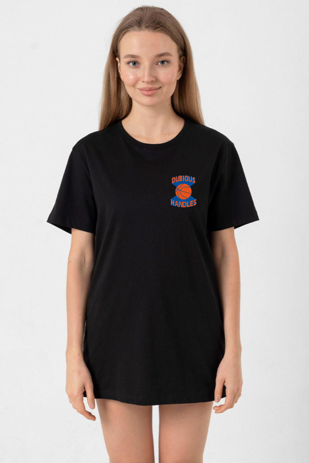 Dubious Handles Logo Siyah Kadın Oversize Tshirt