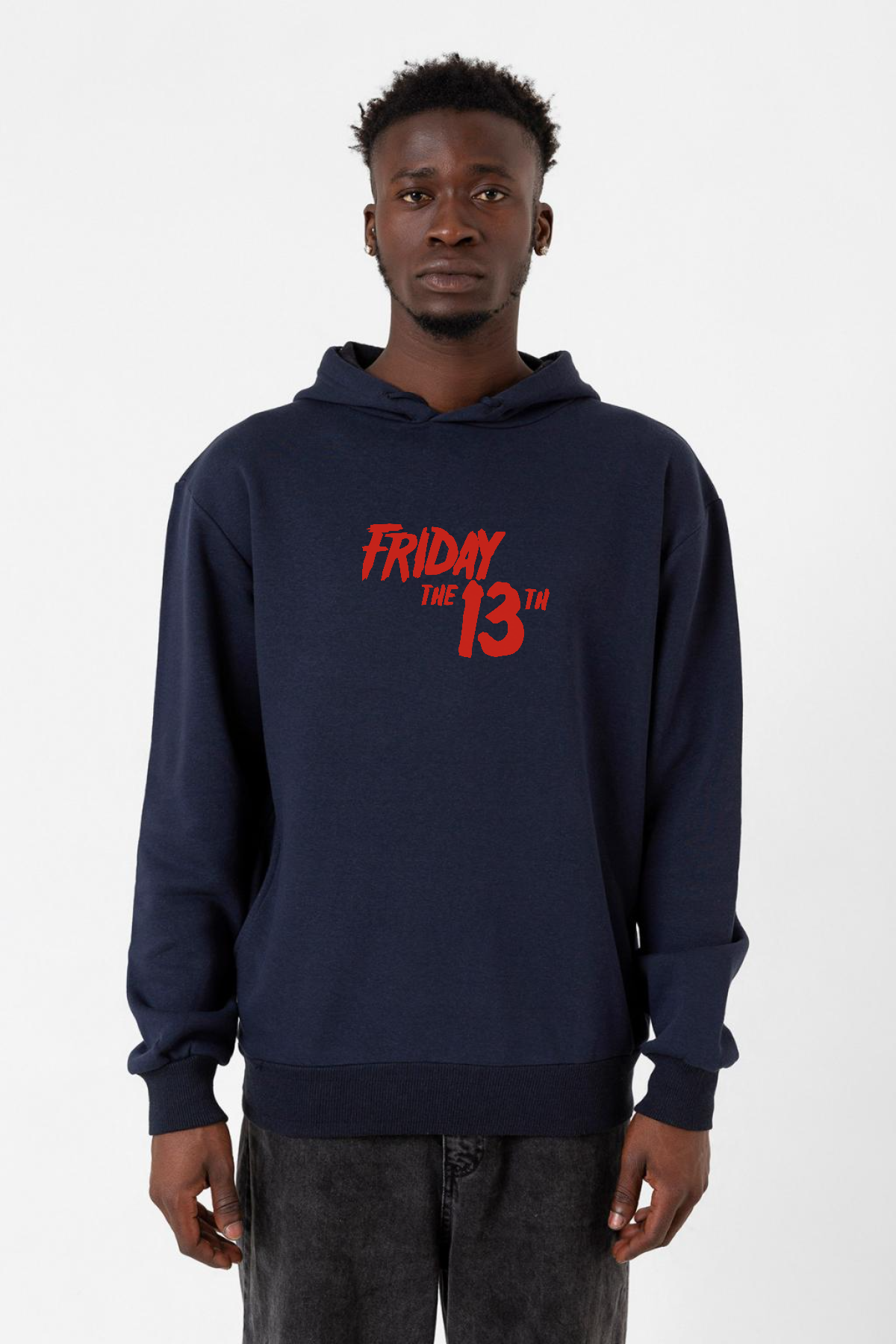 Friday The 13th Letter Logo Lacivert Erkek 3ip Kapşonlu