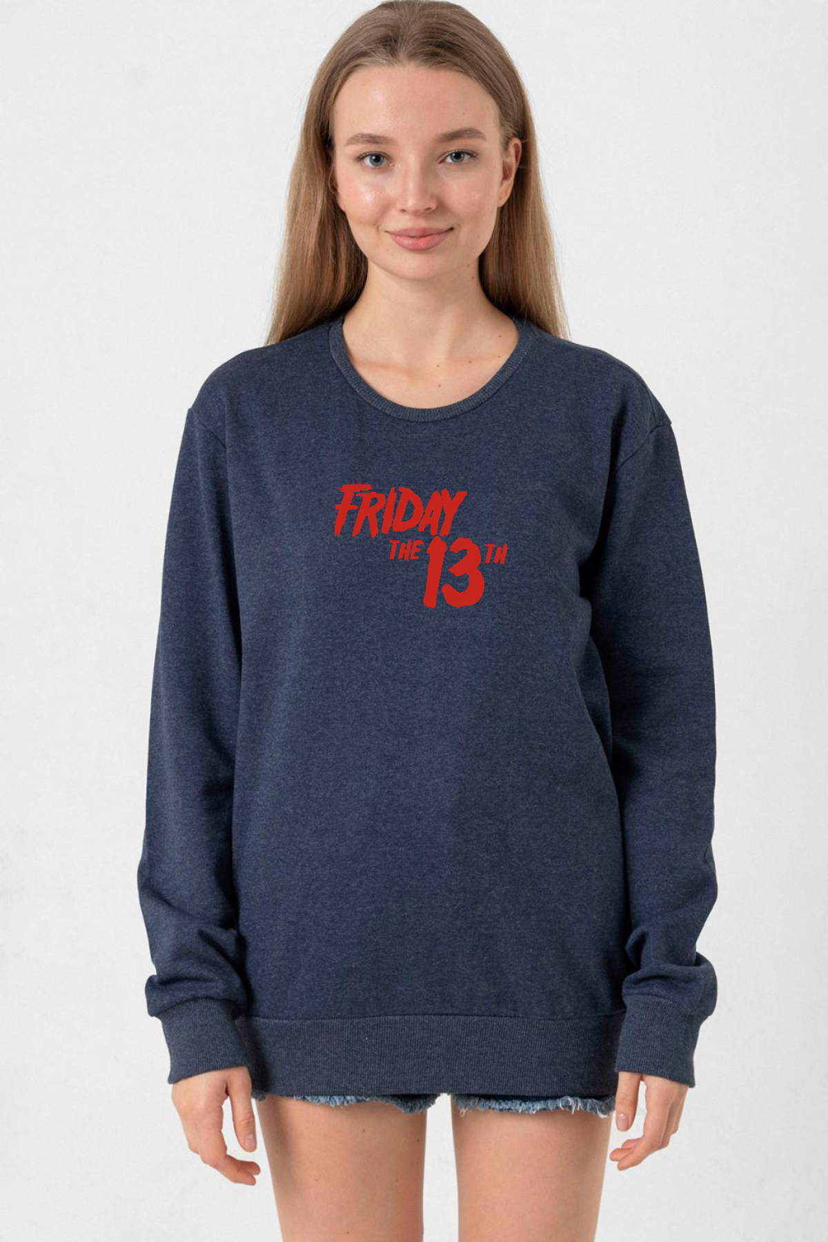 Friday The 13th Letter Logo İndigo Kadın 2ip Sweatshirt
