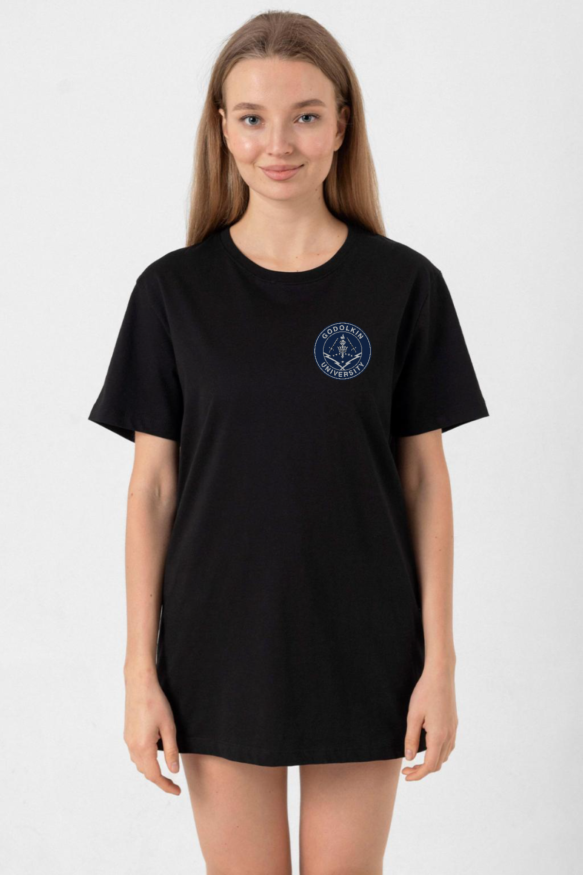Gen V Godolkin University Emblem Siyah Kadın Oversize Tshirt