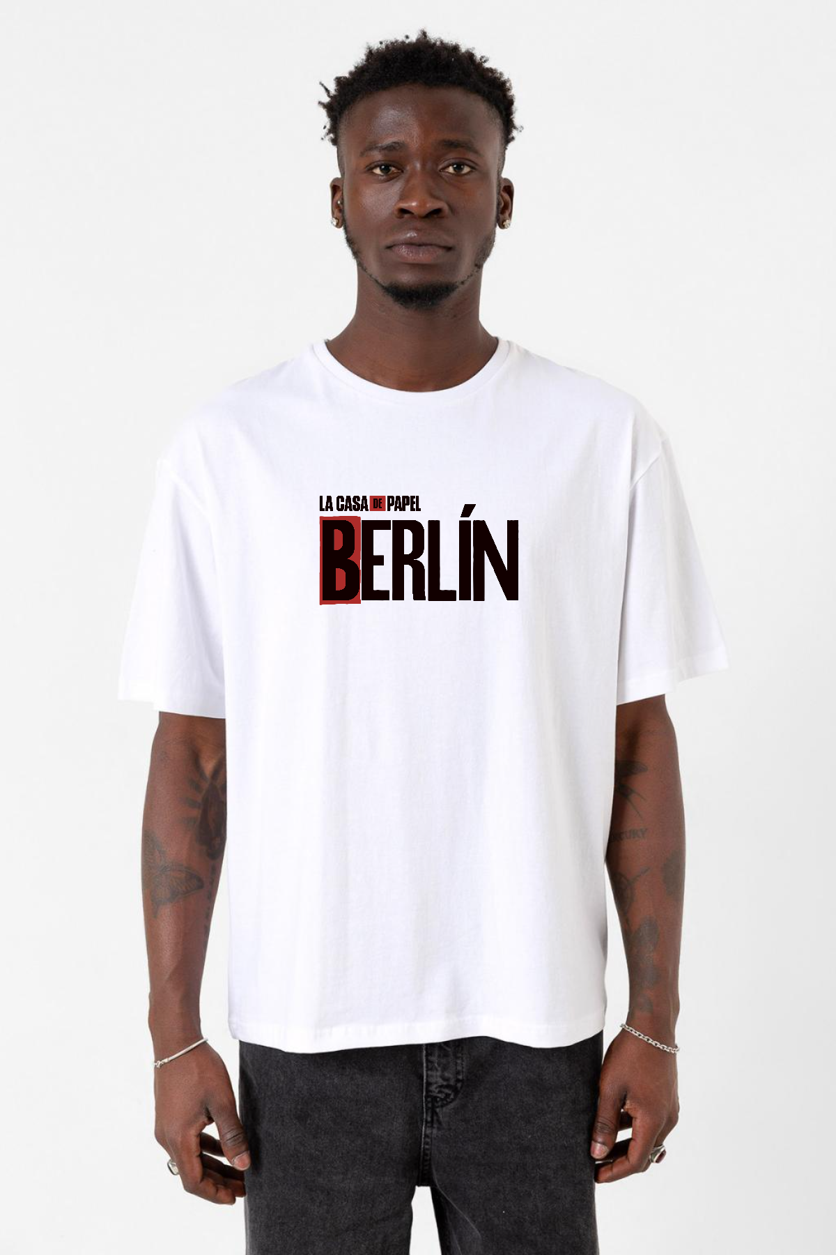 La Casa De Papel Berlin Beyaz Erkek Oversize Tshirt