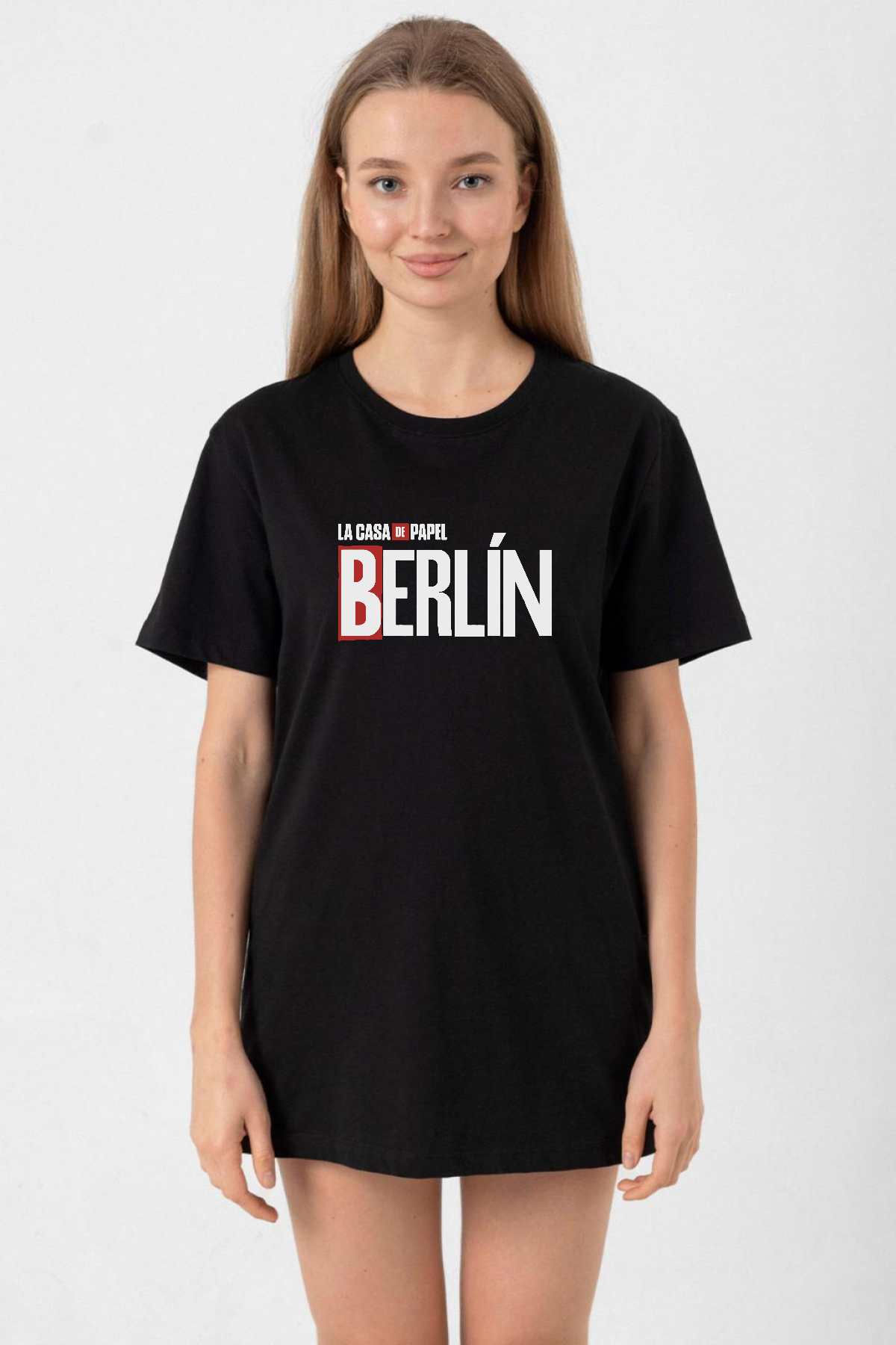 La Casa De Papel Berlin Siyah Kadın Oversize Tshirt