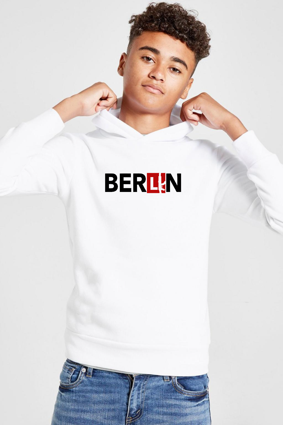 La Casa De Papel Berlin Ak Beyaz Çocuk 3ip Kapşonlu  Sweatshirt