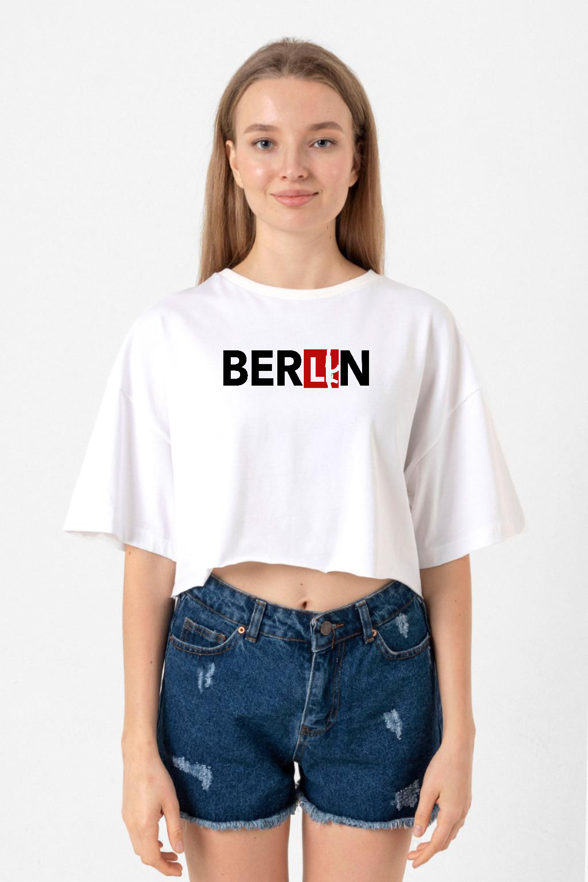 La Casa De Papel Berlin Ak Beyaz Kadın Crop Tshirt
