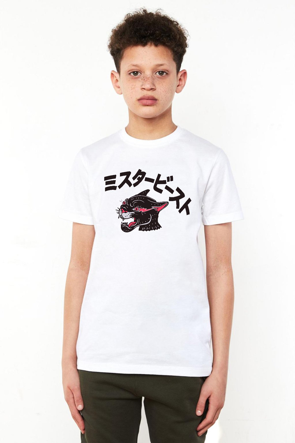 Mr Beast Kanji Beyaz Çocuk Bisikletyaka Tshirt